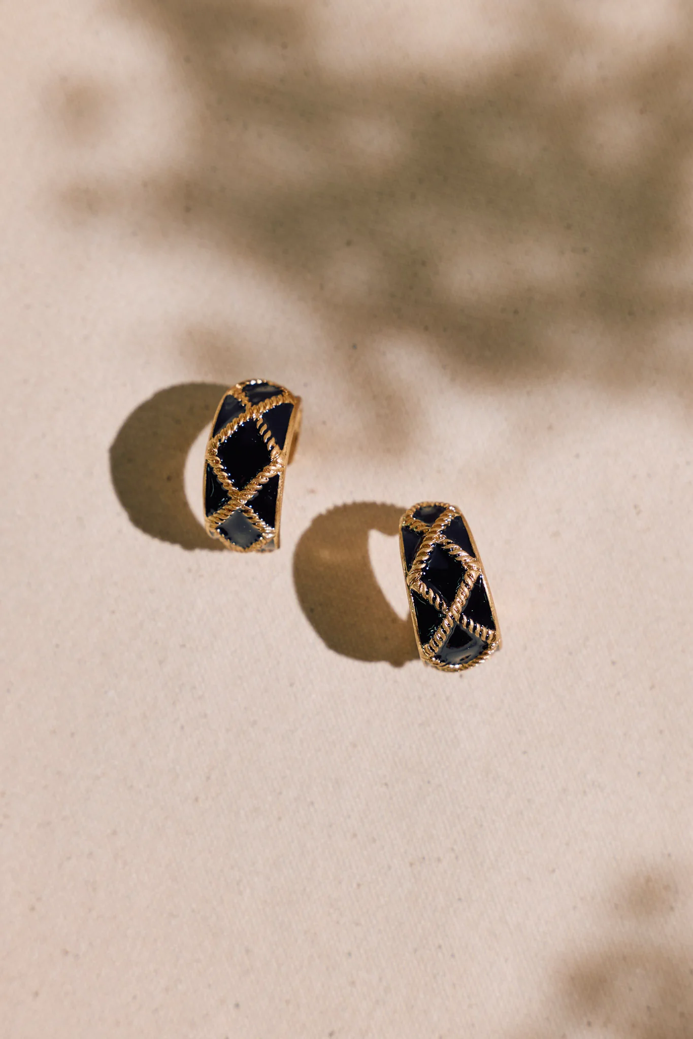 Shadow Luxe Black & Gold Hoop Earrings