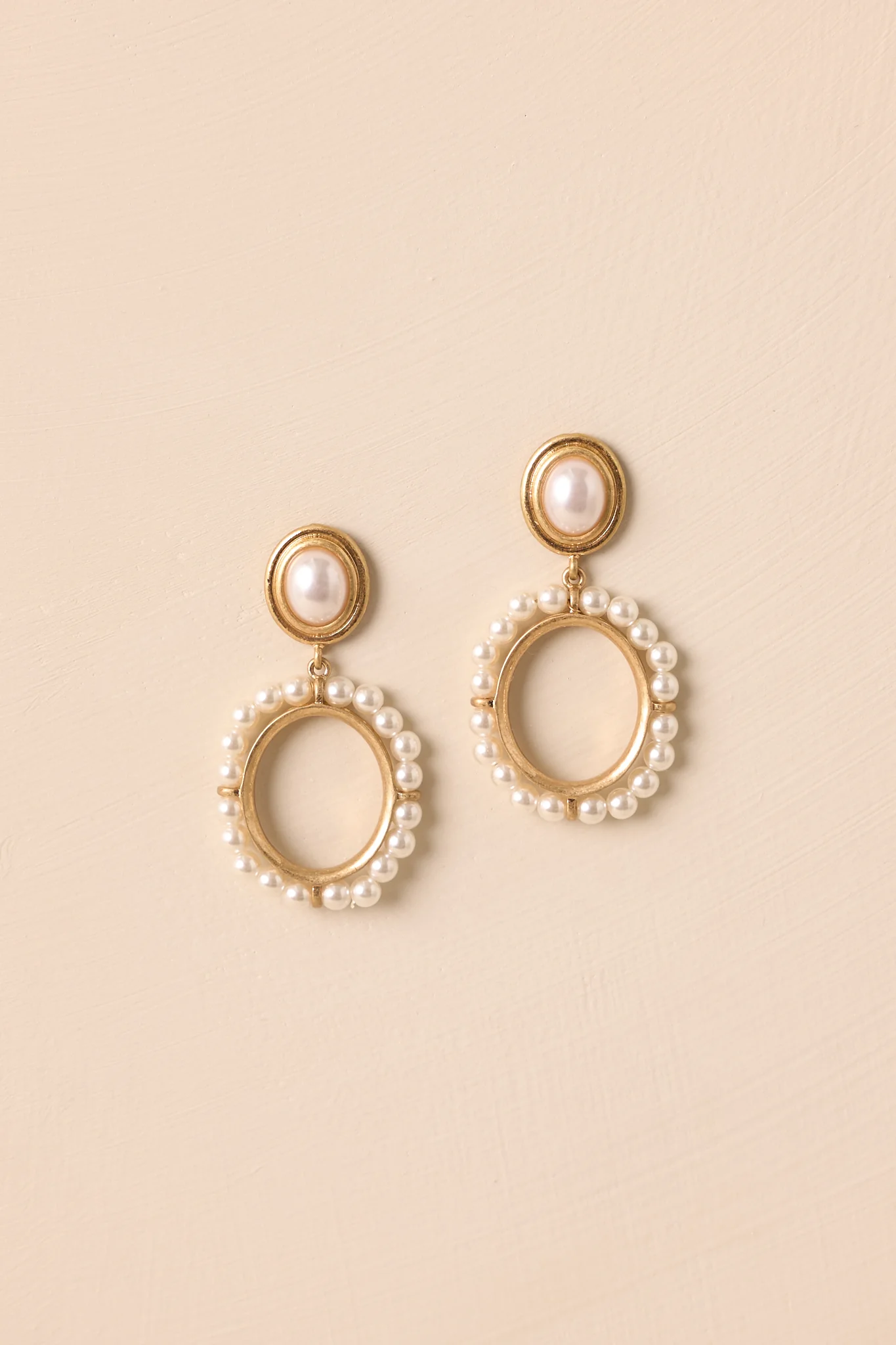 Getting All Dolled Up Gold Ivory Pearl Drop Earrings