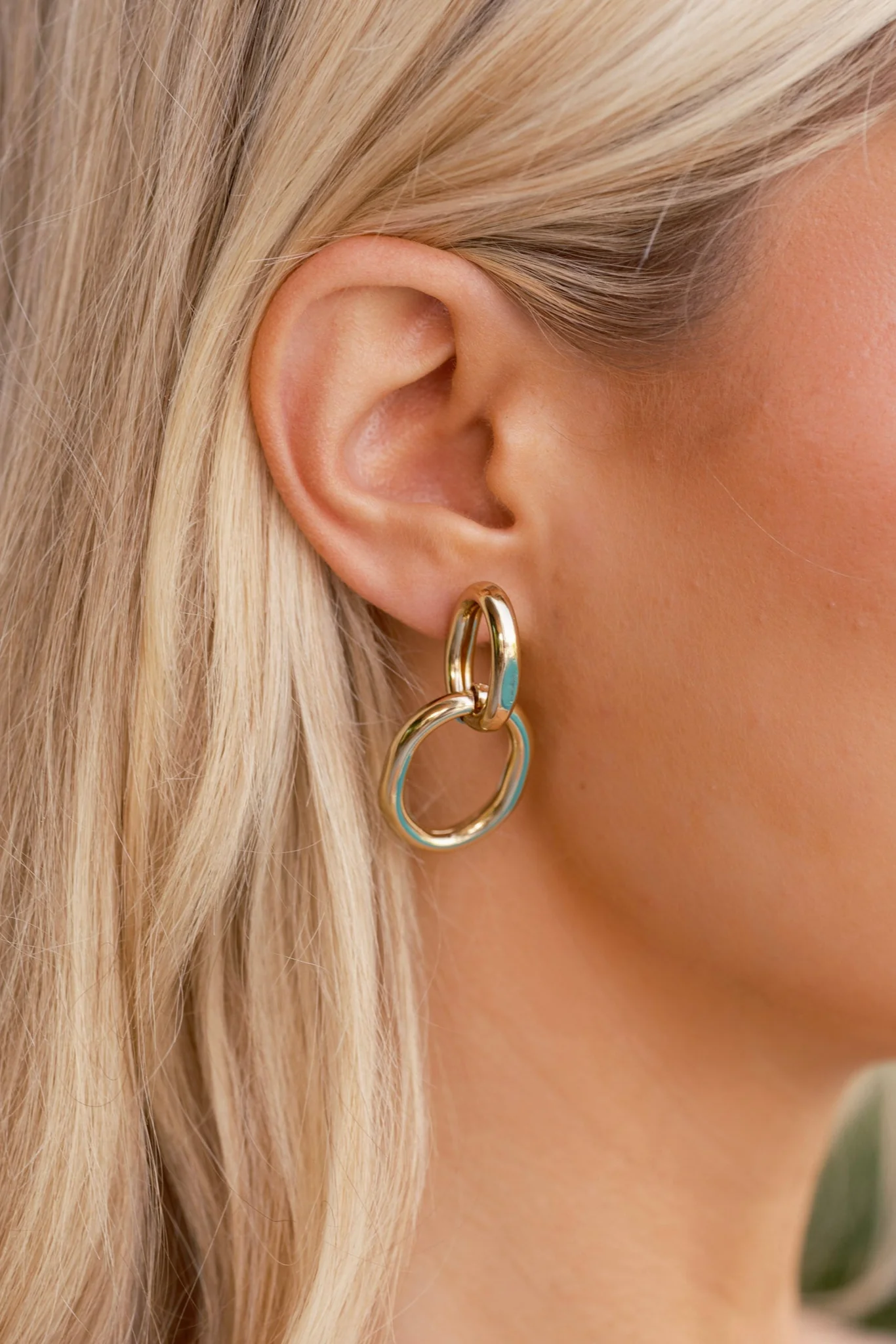 Dressed For The Drama Gold Interlocking Drop Earrings