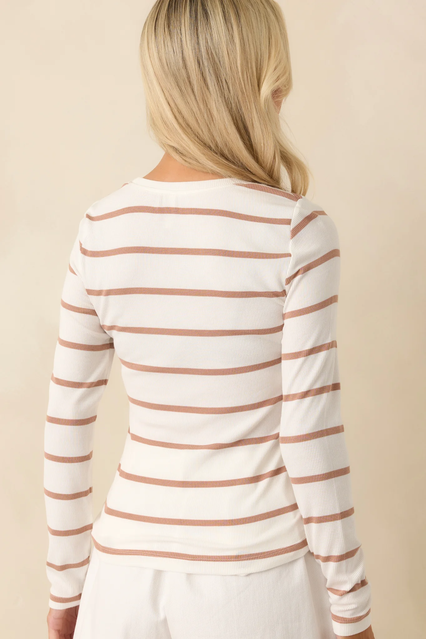 Always In Rotation Caramel Brown Stripe Long Sleeve Top