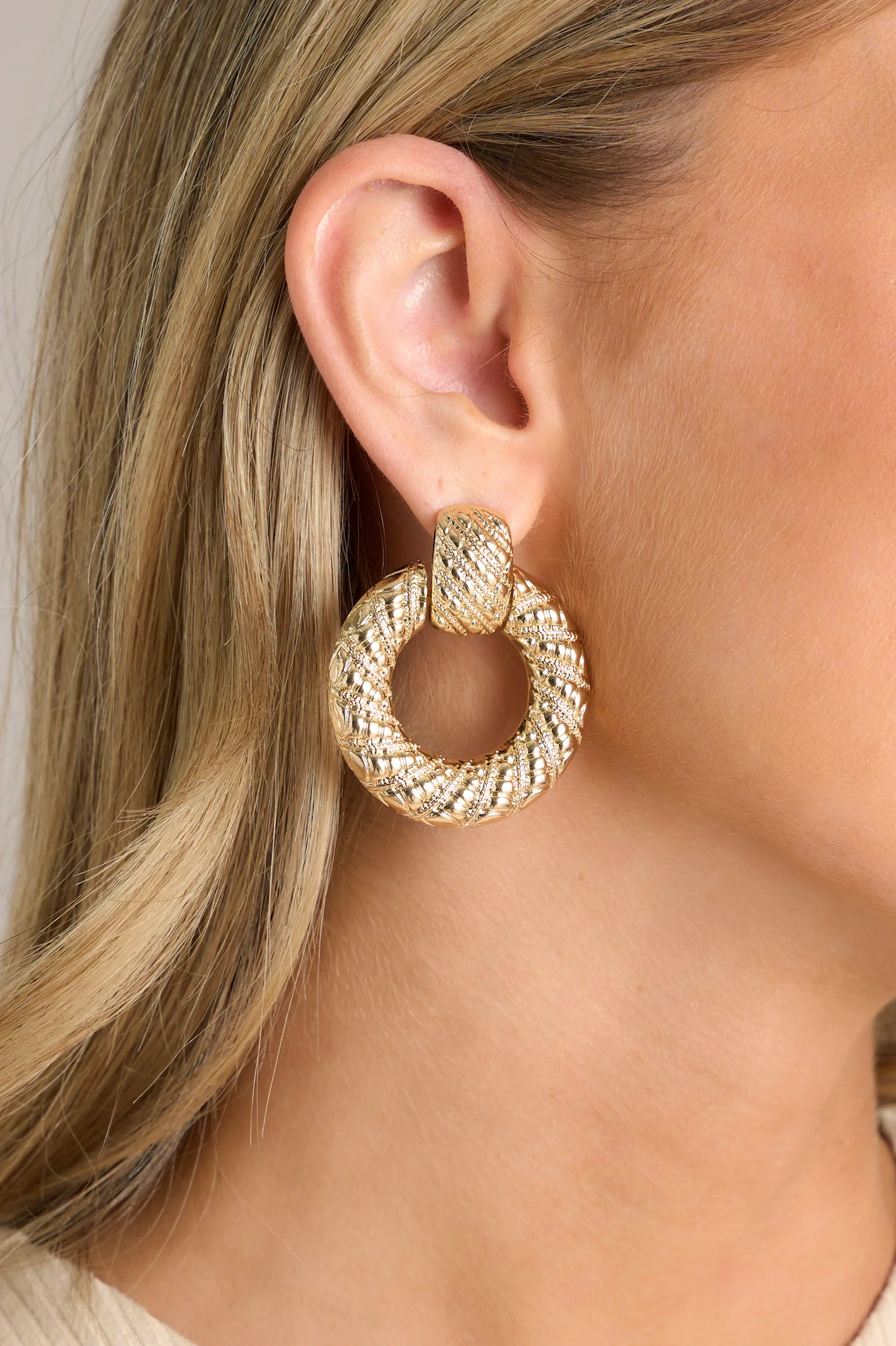 On The Town Gold Textured Earrings