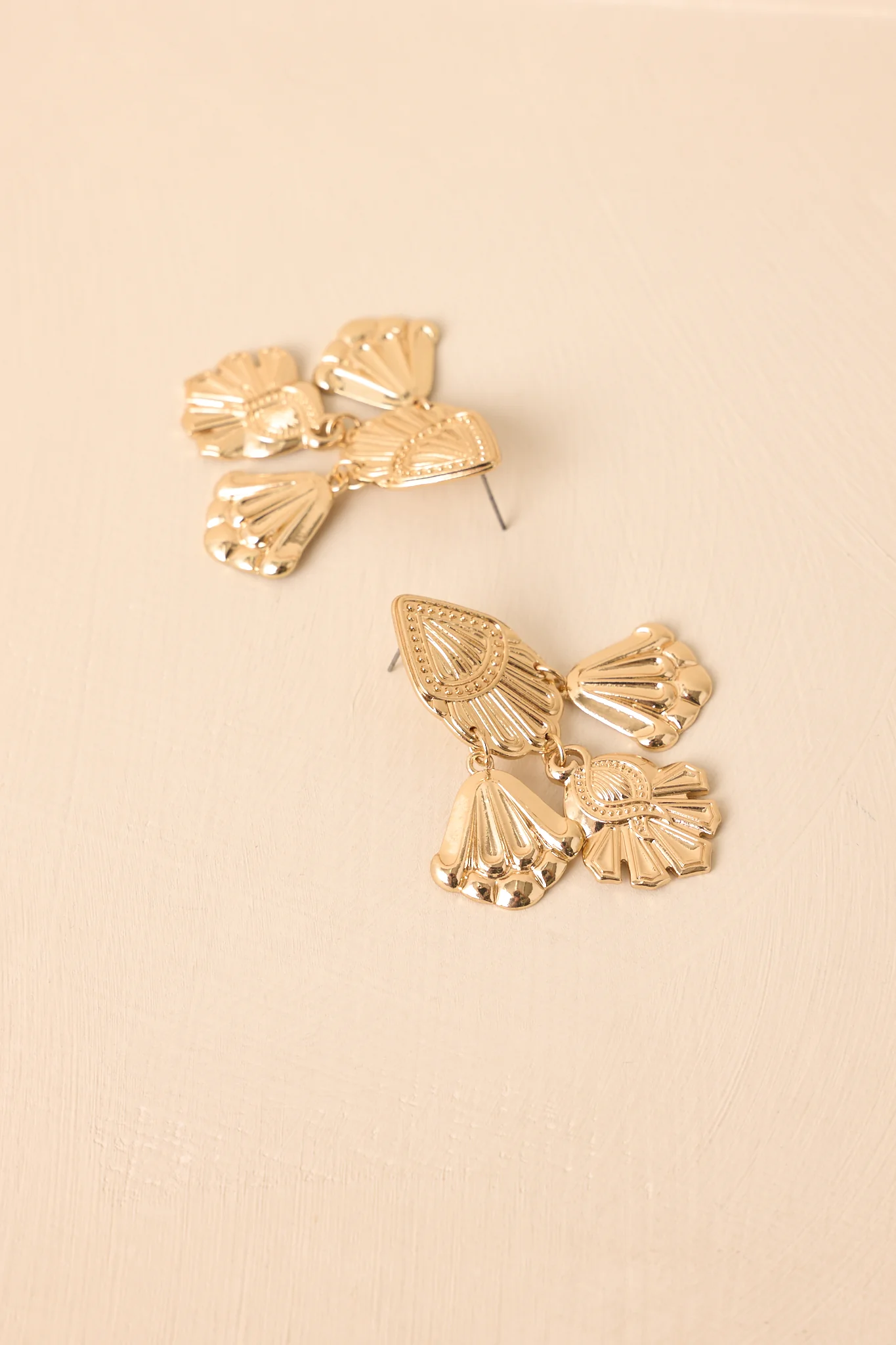 Had The Best Night Gold Textured Chandelier Drop Earrings