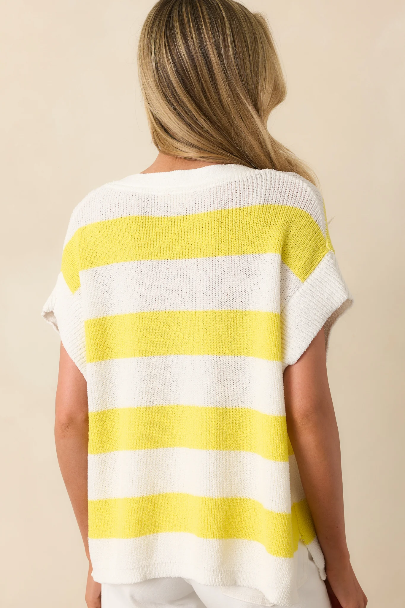 Enjoy The Ride Yellow Stripe Oversized Loose Knit Top