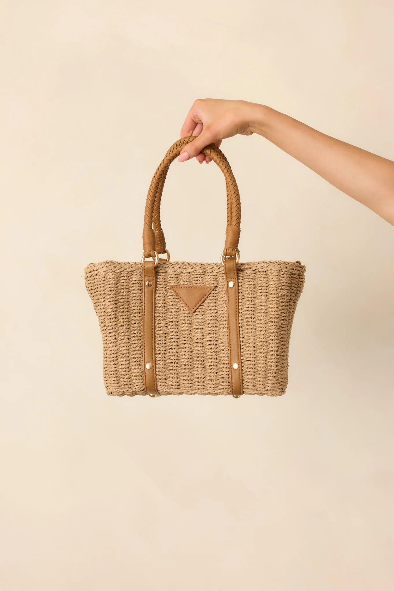 Savor The Slow Days Tan Rattan Woven Handbag