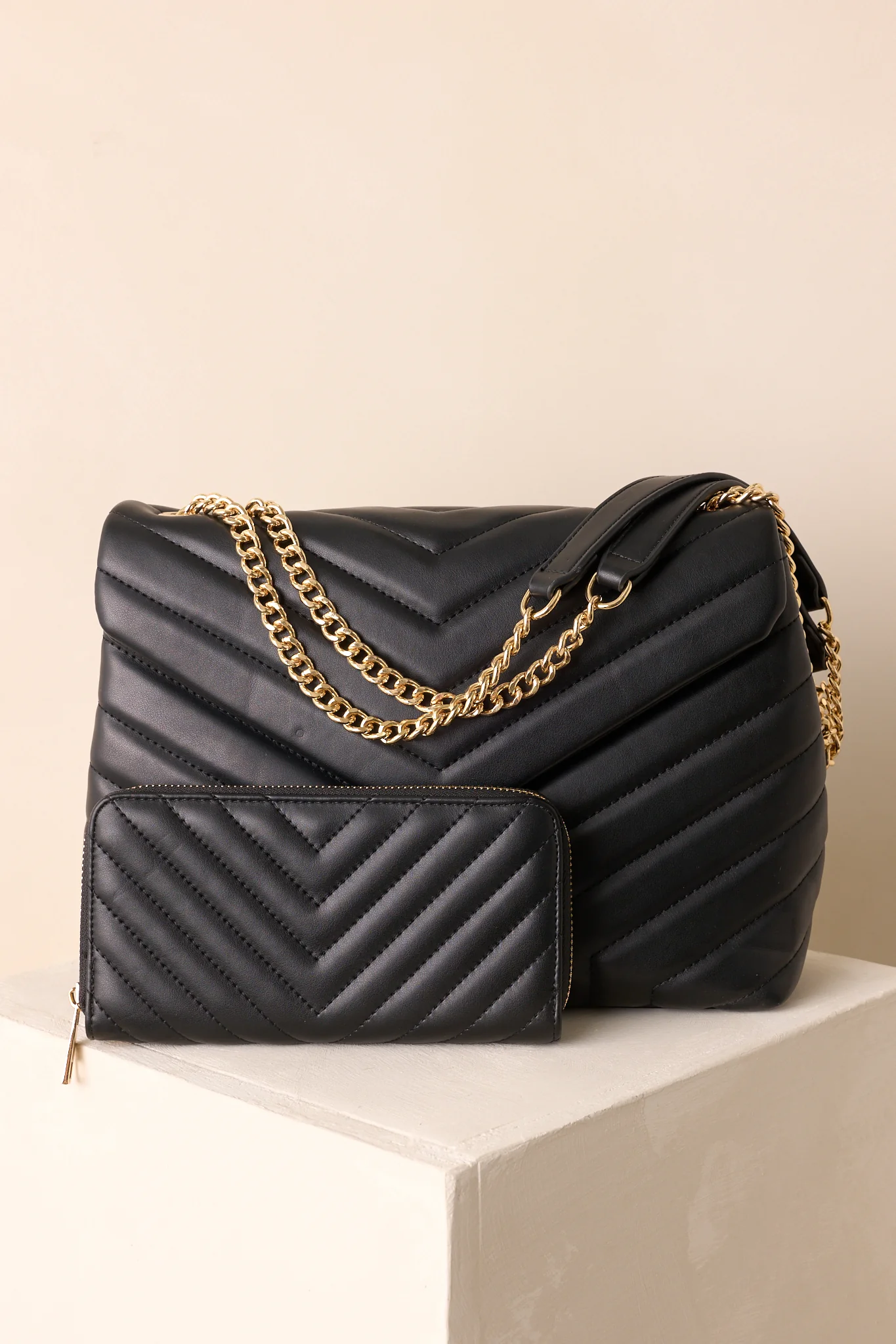 Just Let It Be Black Quilted Handbag