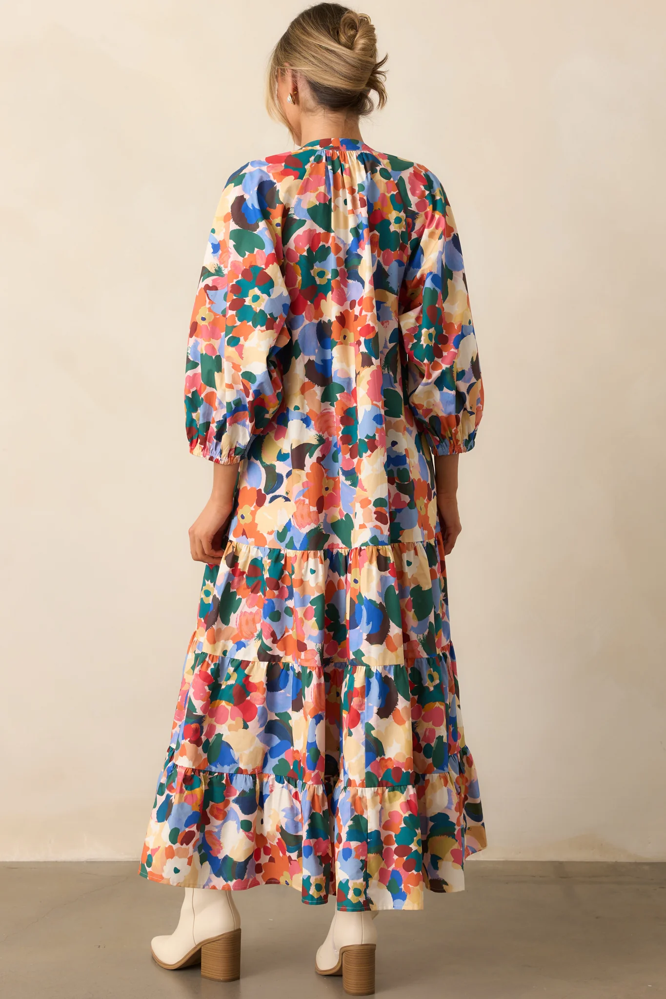 Prosperina Adelaide Orange Multi Floral Print Cotton Maxi Dress