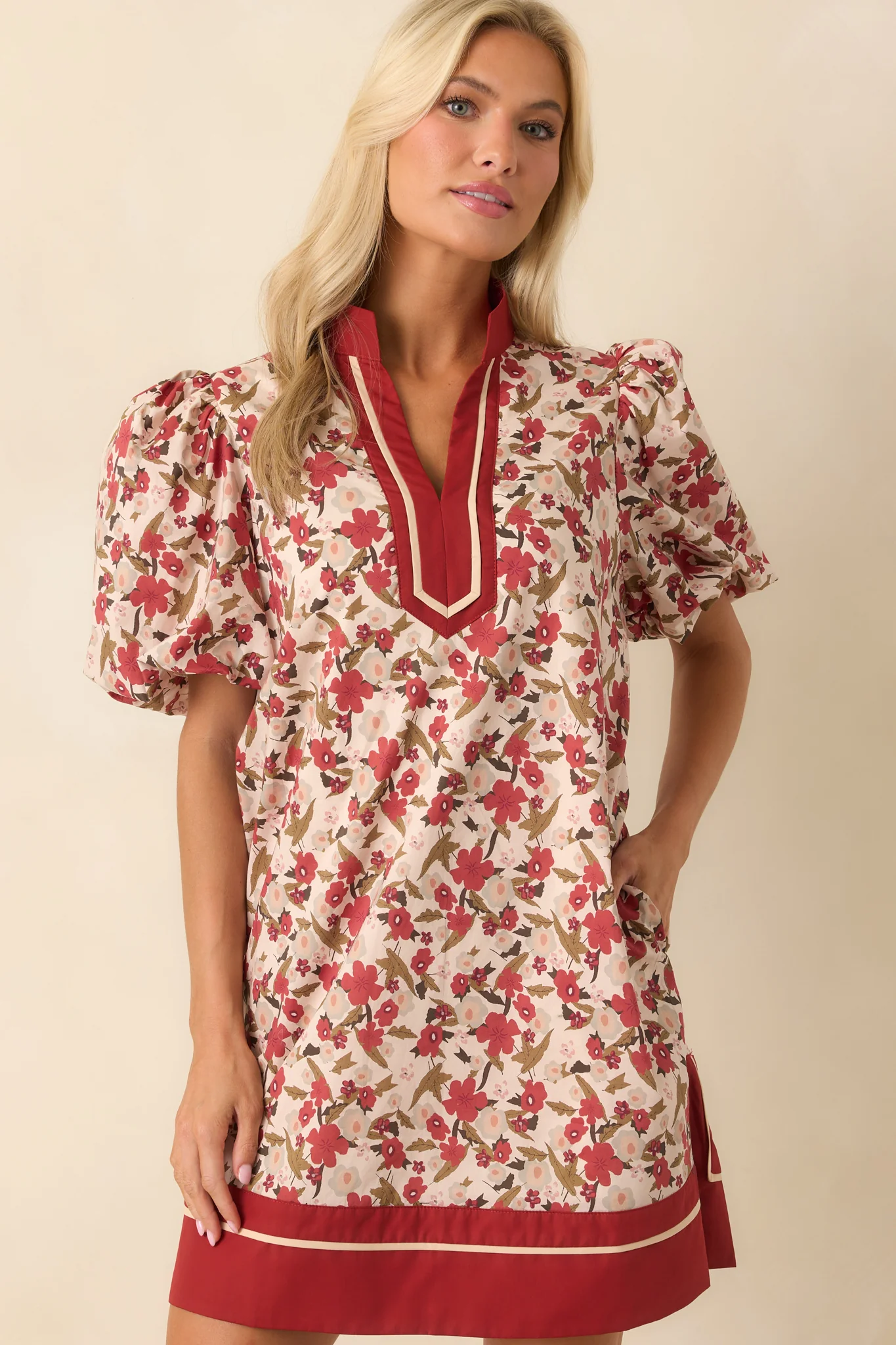 Endless Daydreaming Dark Rust Multi Floral Print Cotton Mini Dress