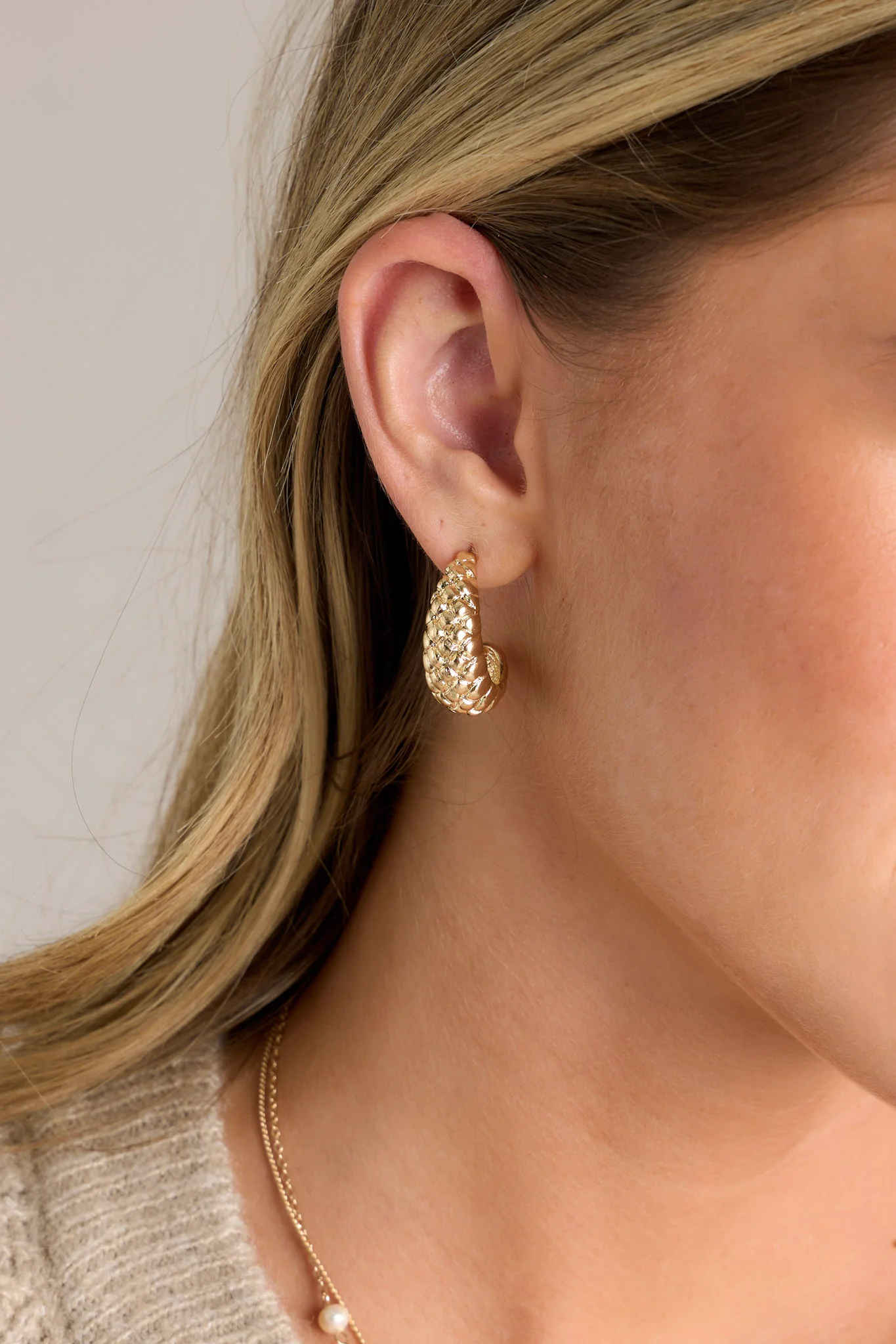 Crazy Talk Gold Textured Hoop Earrings