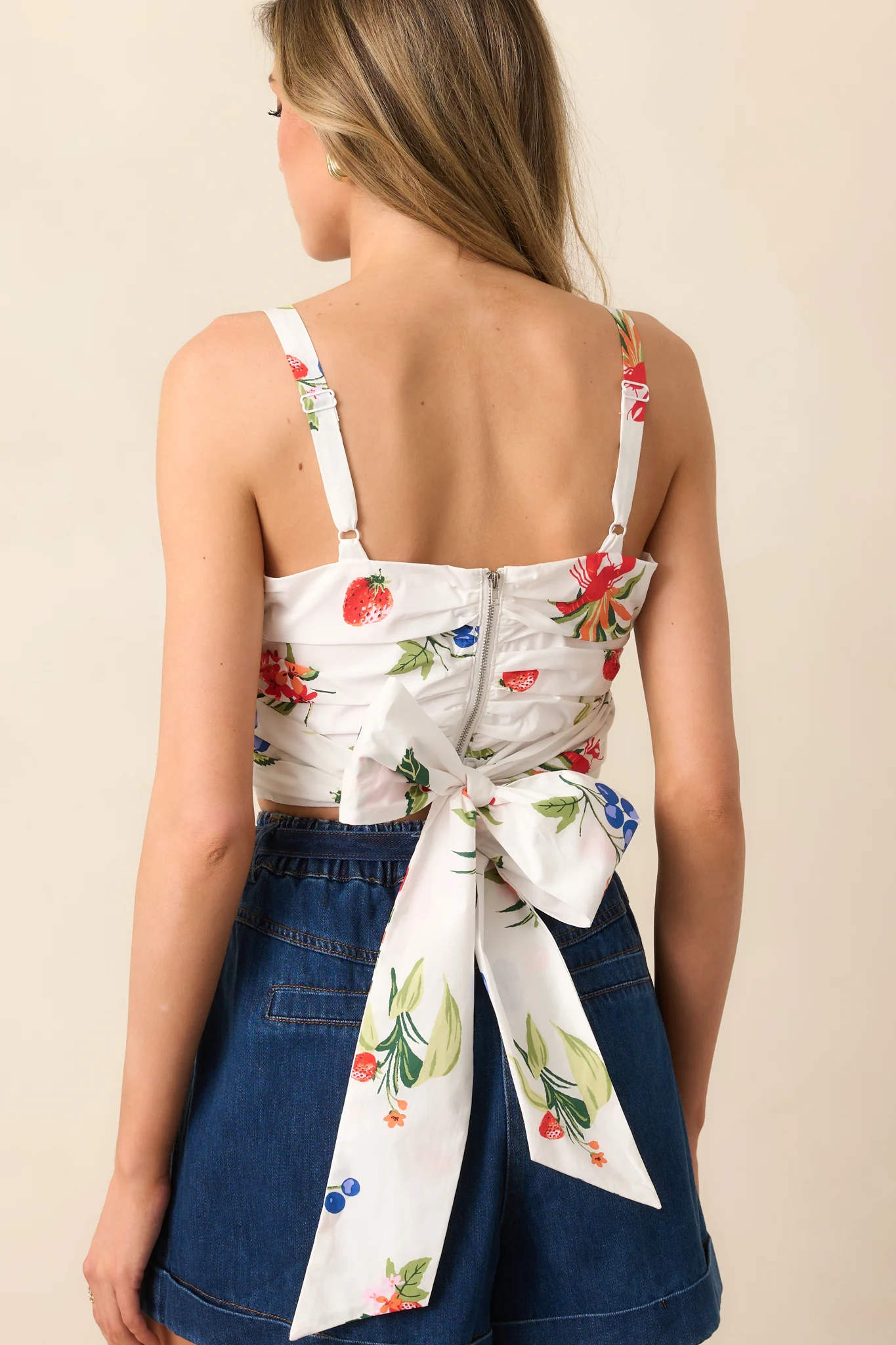 Made For Sunny Days White Cotton Coastal Print Crop Top