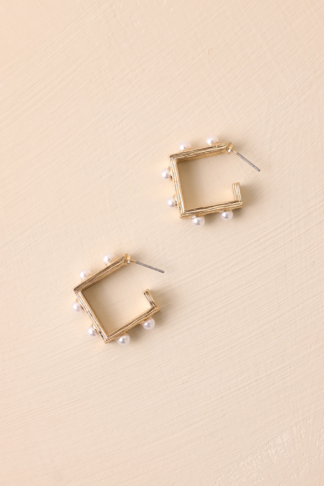 Fading Light Lament Gold & Pearl Square Hoop Earrings