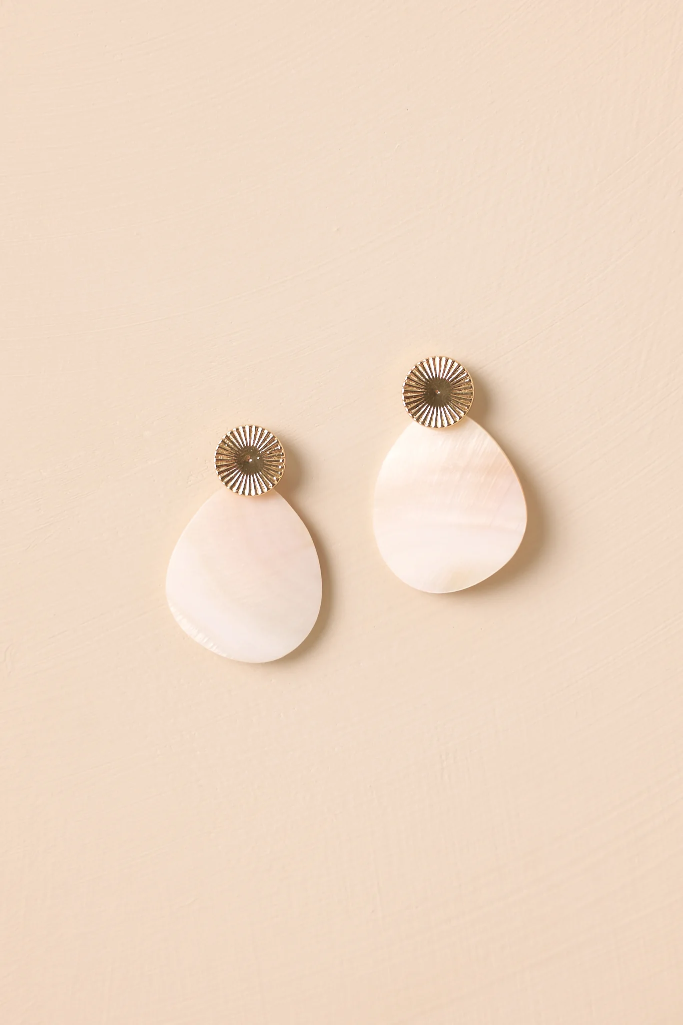 Endless Views Gold Textured Ivory Pearlescent Drop Earrings