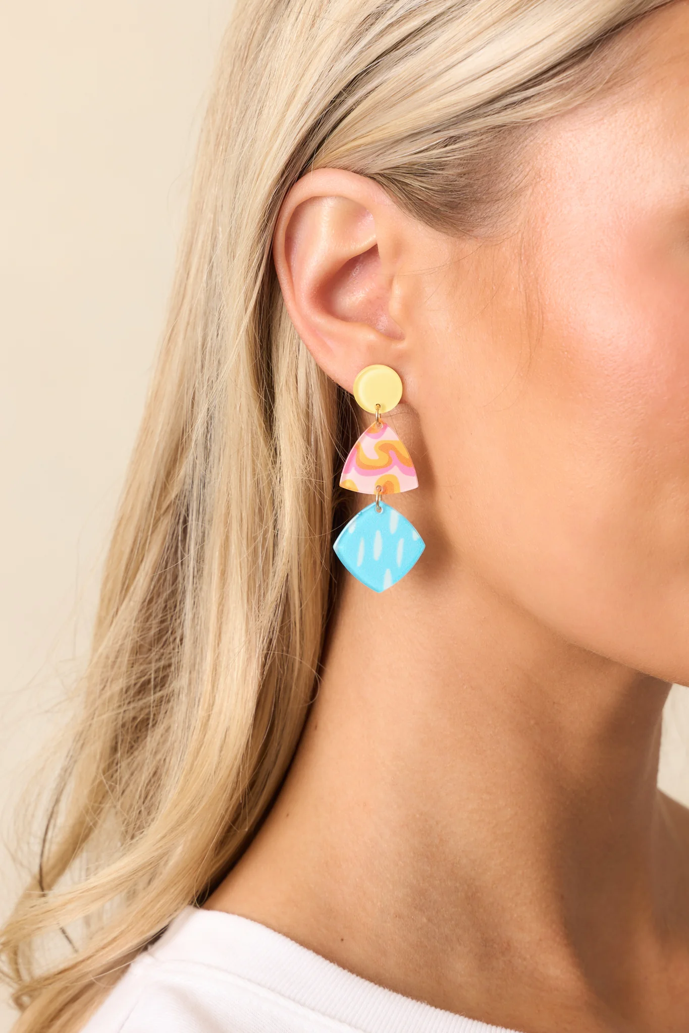 The Journey Begins Yellow Geometric Drop Earrings