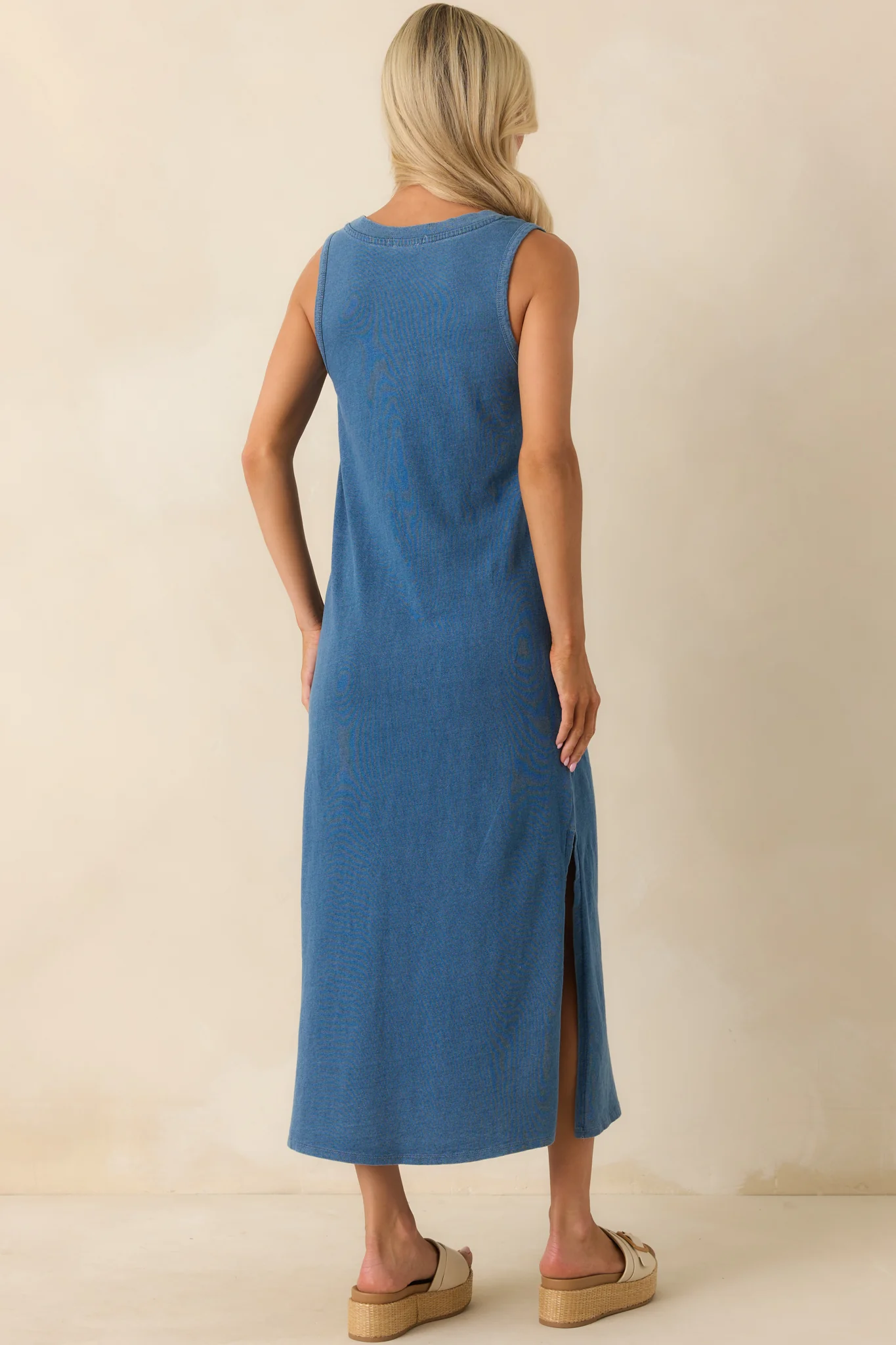 Z Supply Blue Cotton Coastline Jersey Denim Midi Dress