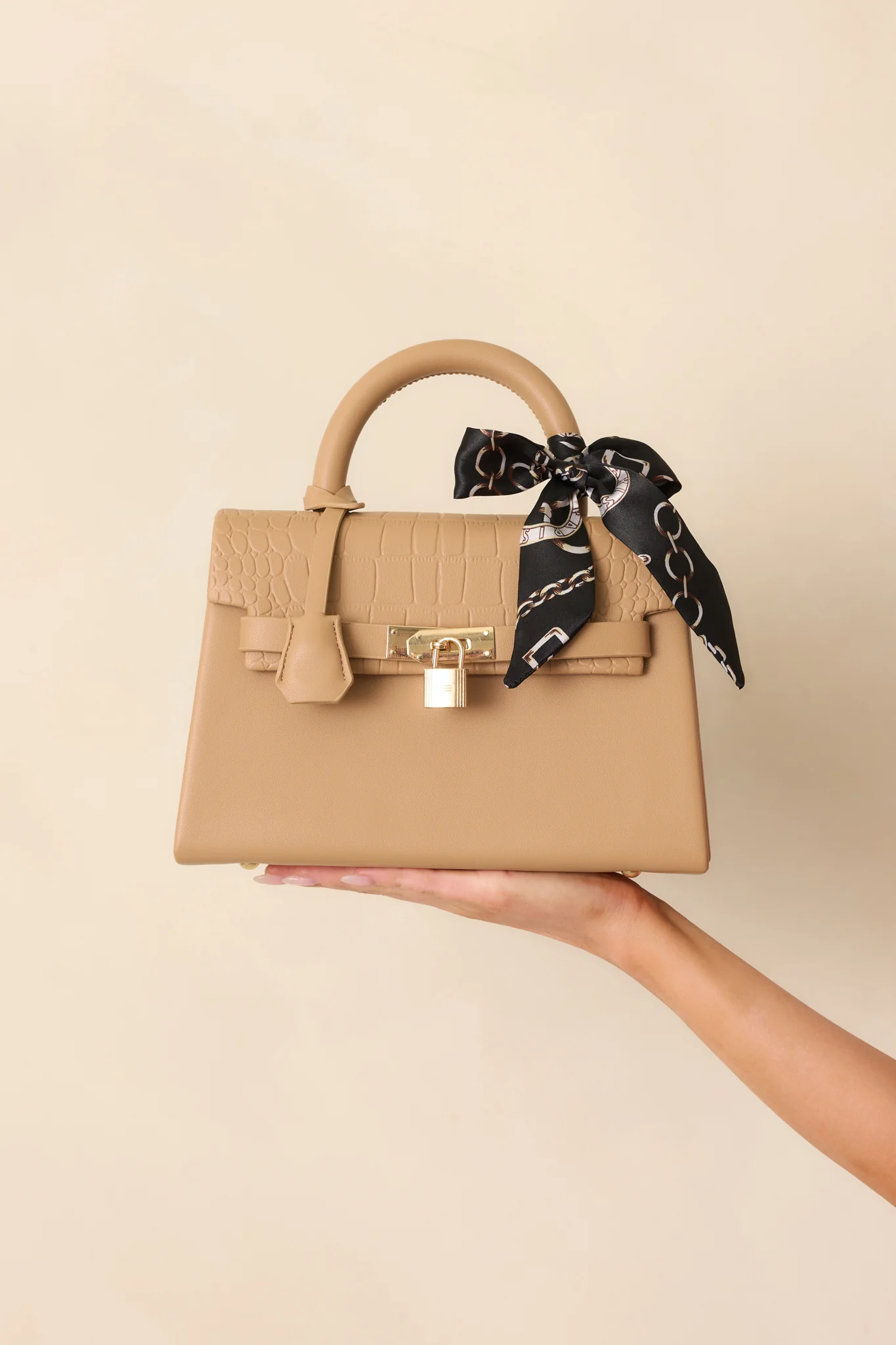 Same Time Tomorrow Tan Faux Leather Structured Handbag