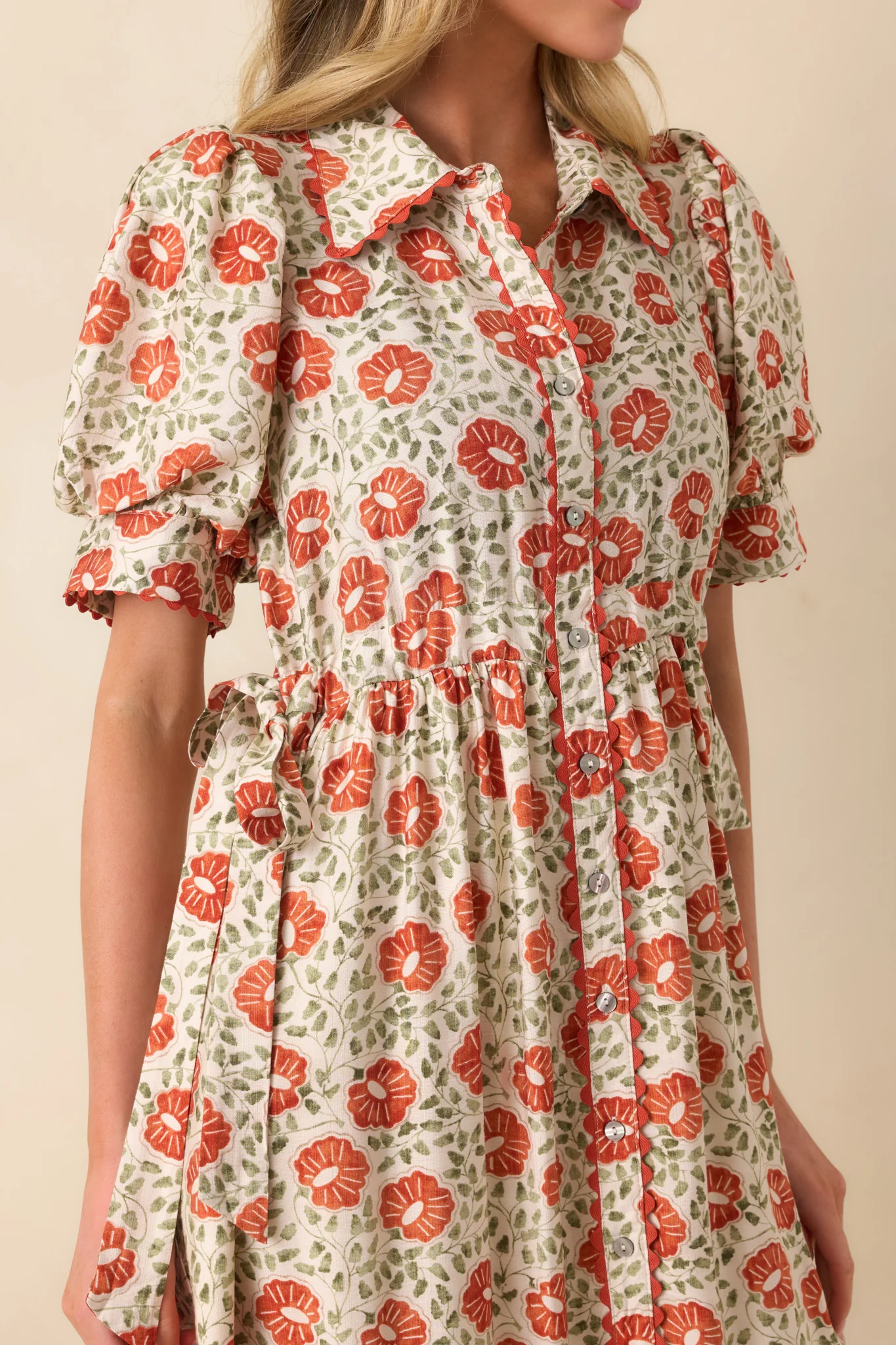Today Is The Day Burnt Orange Multi Floral Print Maxi Shirt Dress