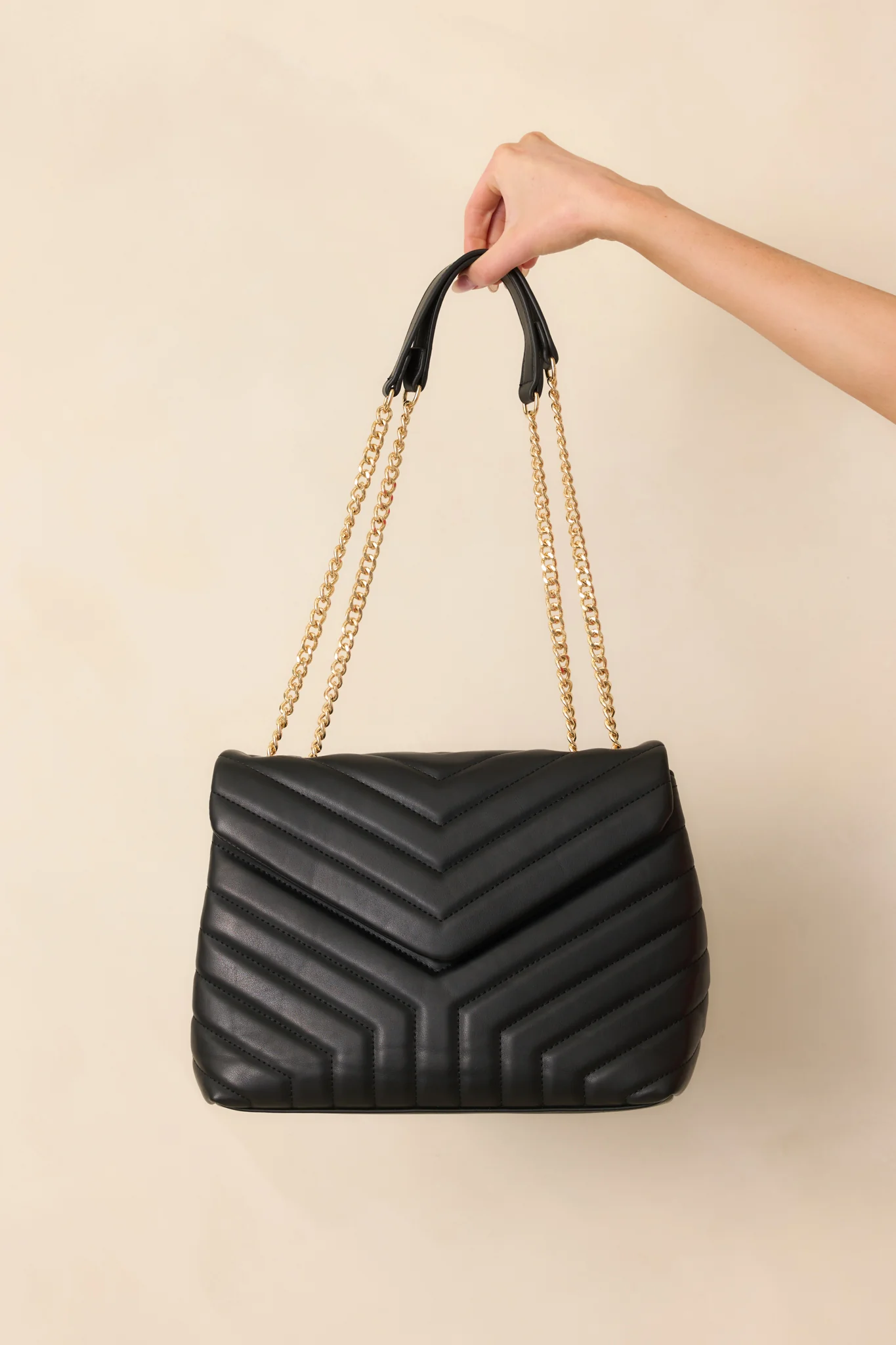 Just Let It Be Black Quilted Handbag