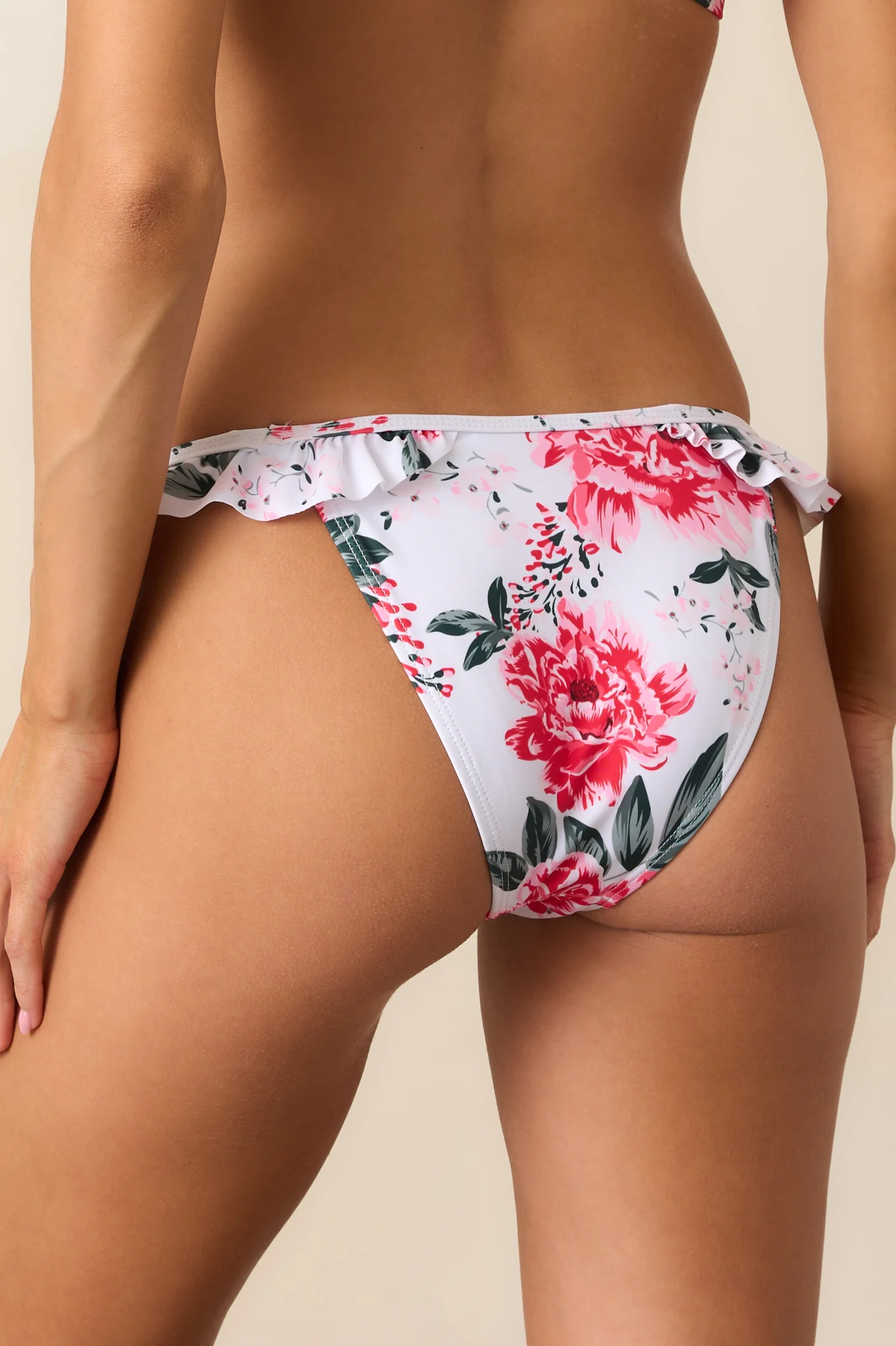 Life is Better in the Sun Pink Peony Floral Ruffle Bikini Bottoms