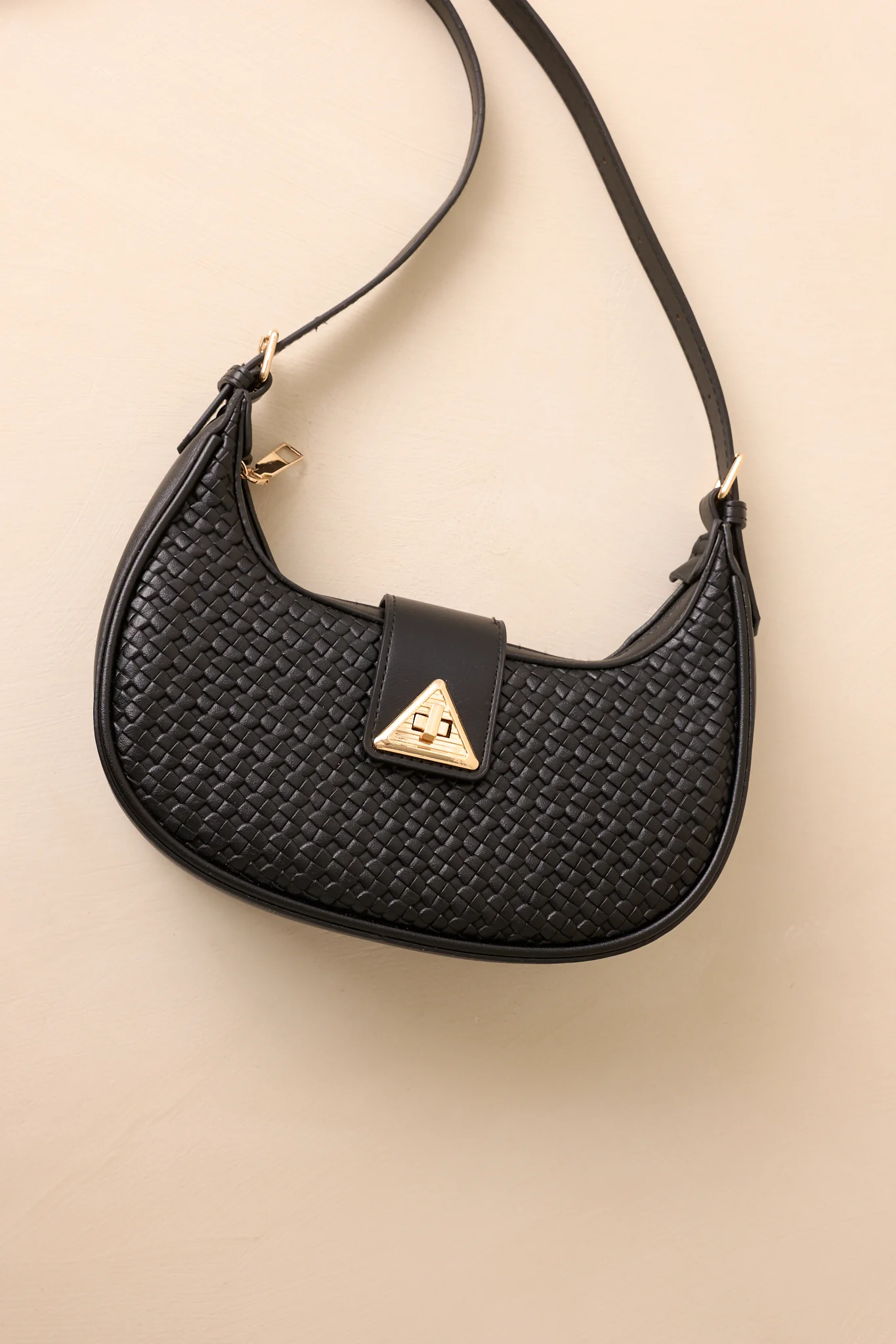 Trust Me On This One Black Woven Faux Leather Handbag