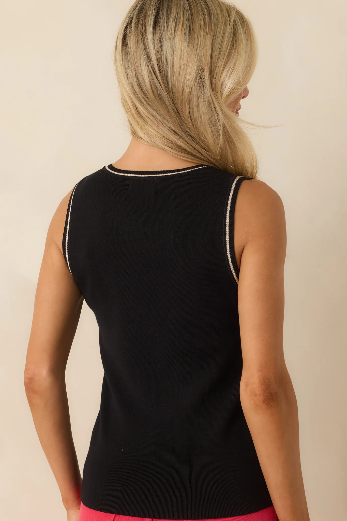 Found Her Rhythm Black Contrast Trim Knit Tank Top