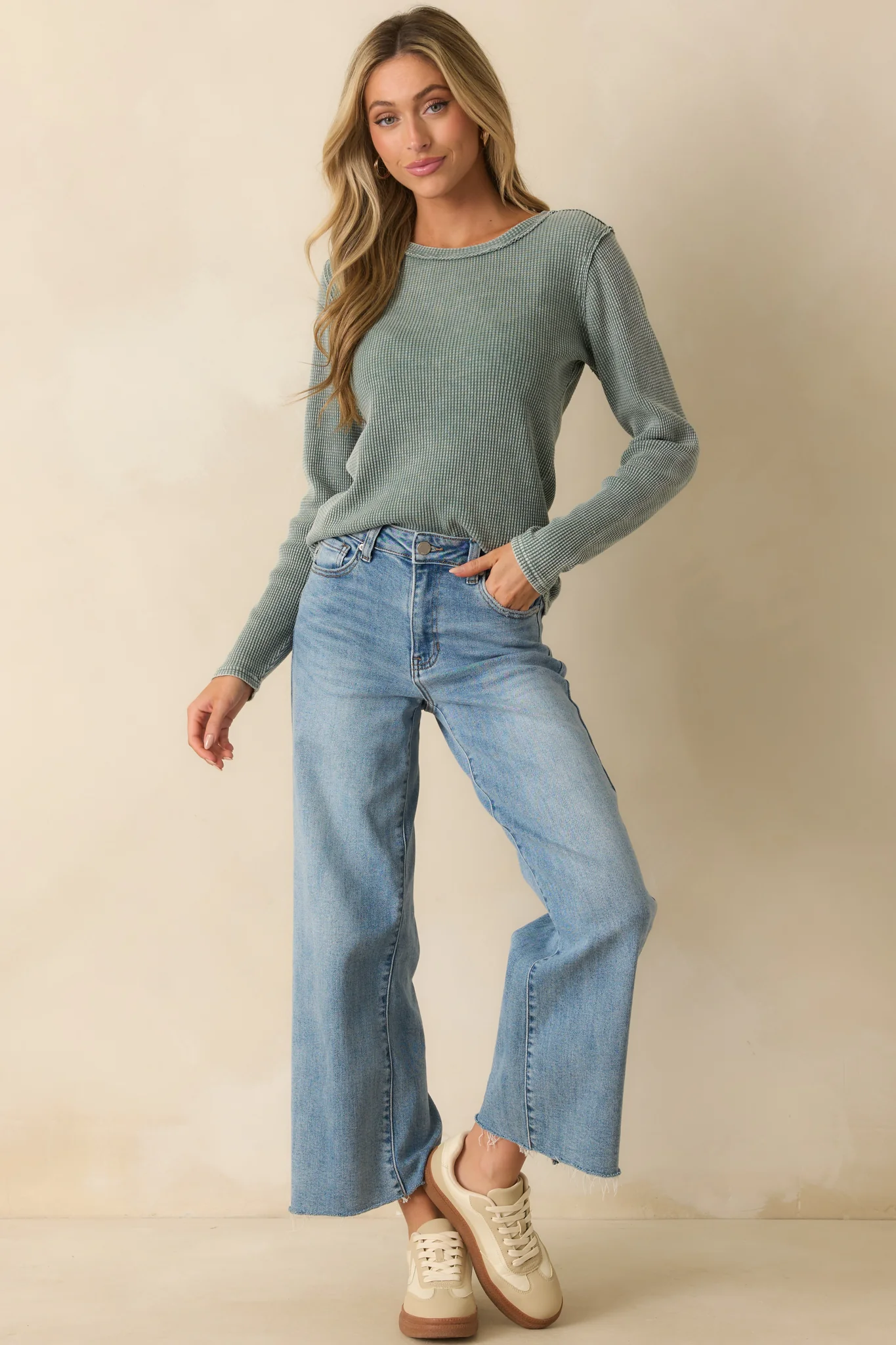 Z Supply Sage Green Cotton Arlet Mini Thermal Top