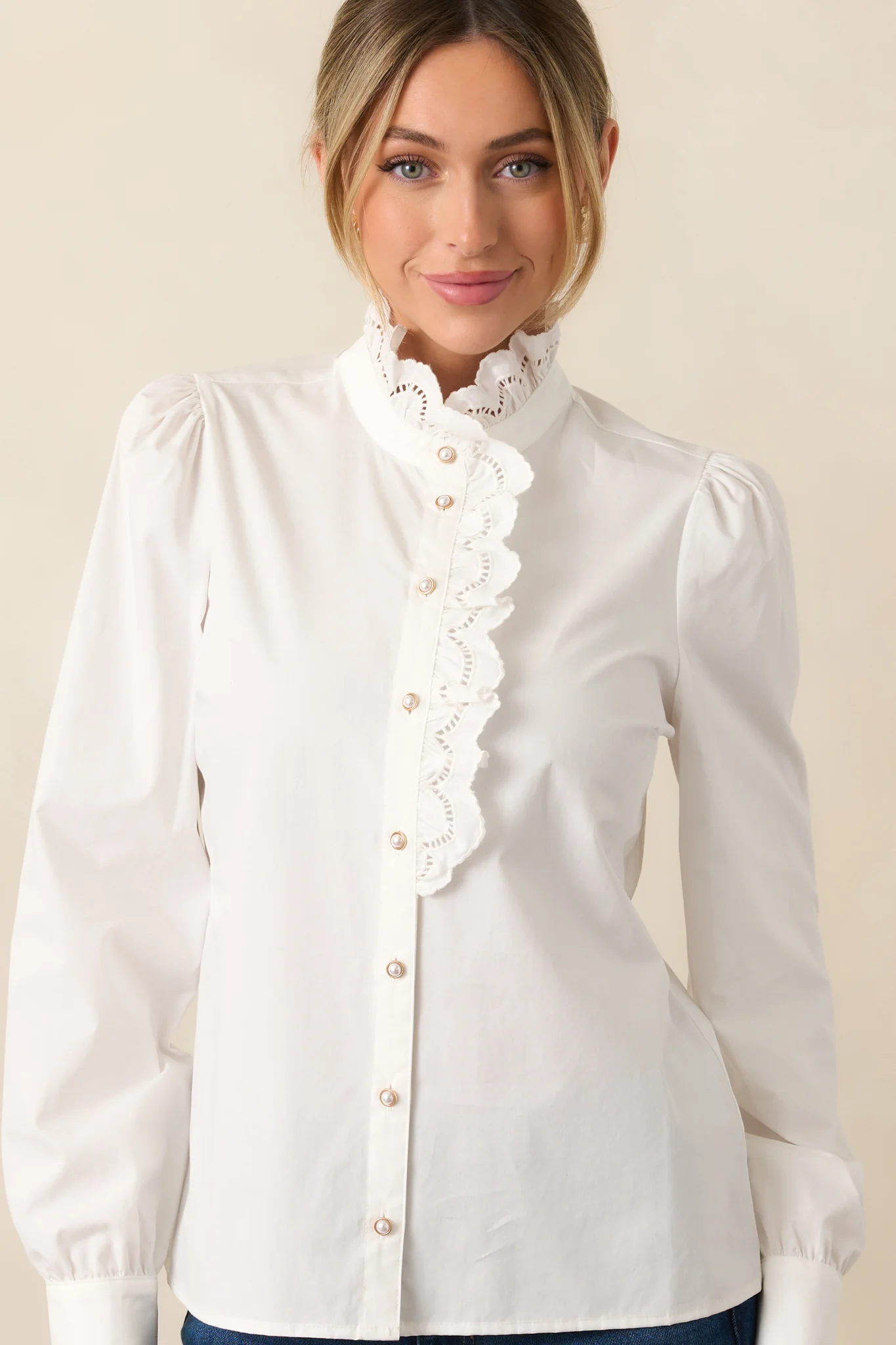 Prosperina Madison White Cotton Ruffle Top