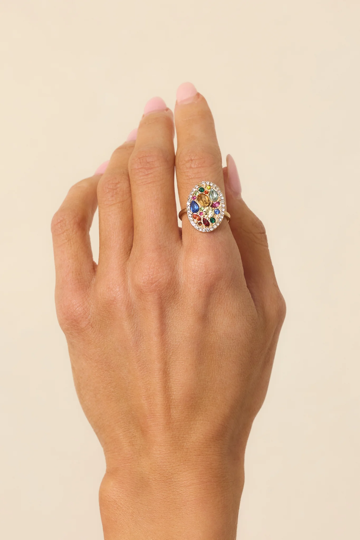 Beneath The Stars Gold Multi Rhinestone Ring
