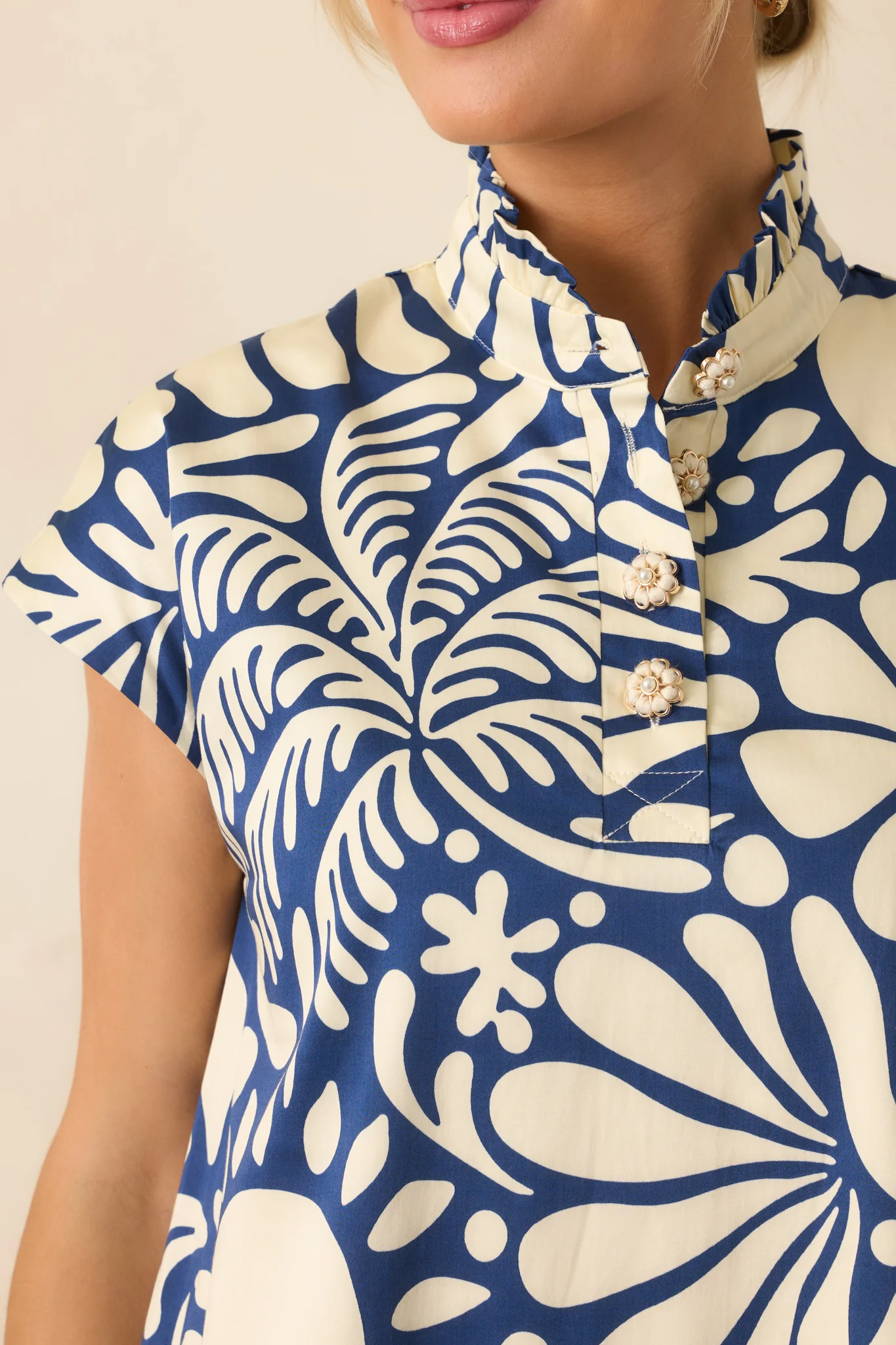 Prosperina Stella Navy Floral Print Cotton Mini Dress