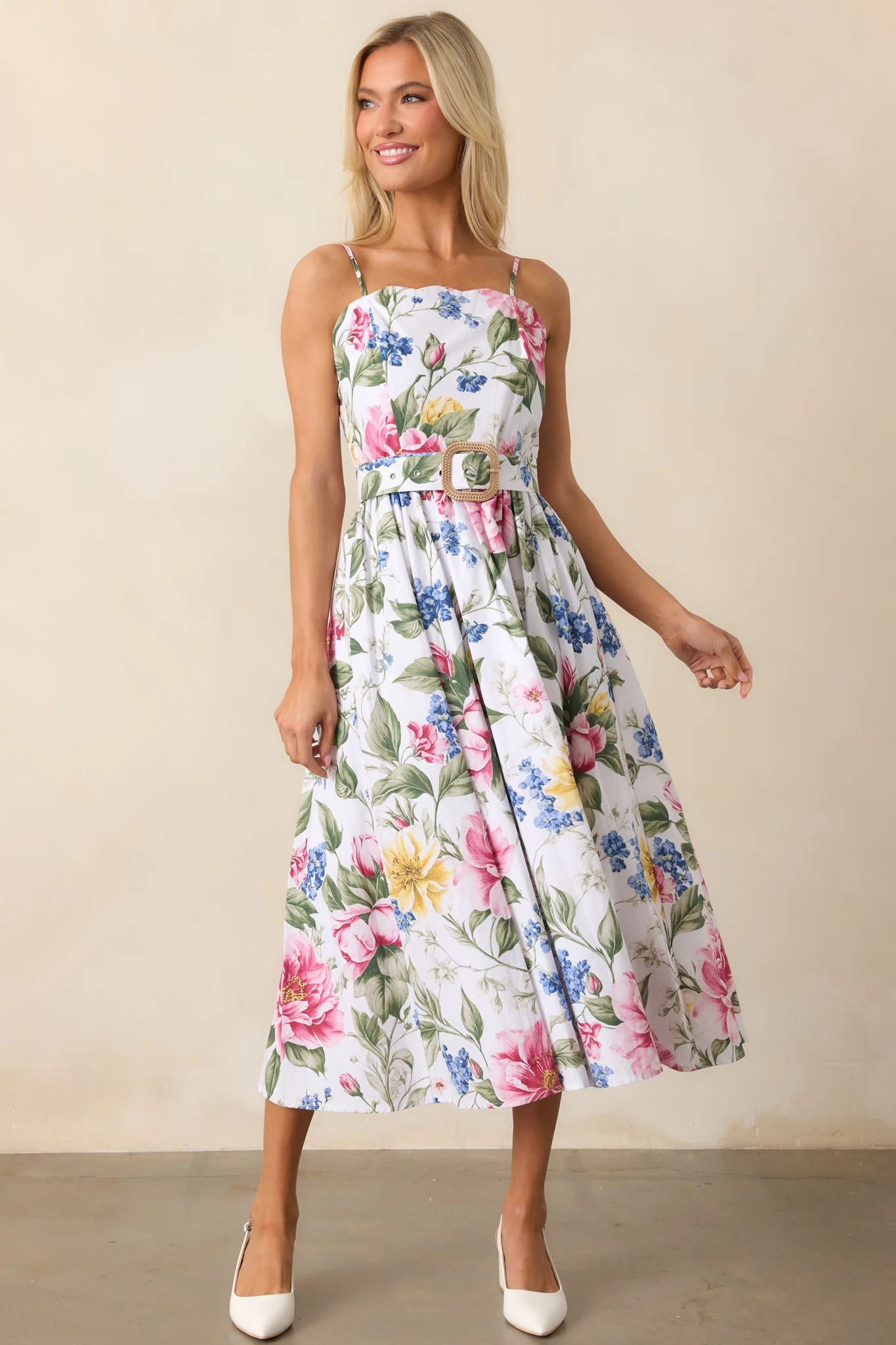 Colette Dream Garden Floral Cotton Belted Midi Dress