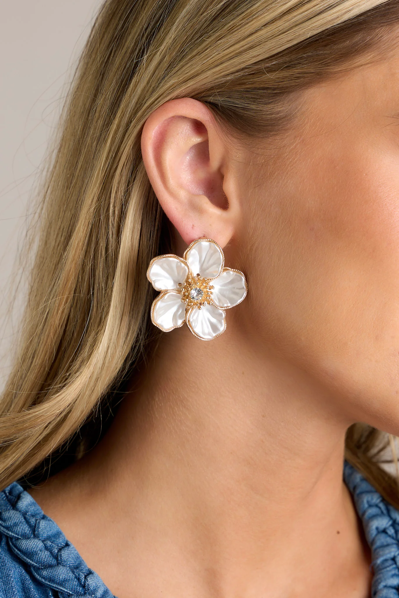 Lunar Blossoms Ivory Flower Earrings