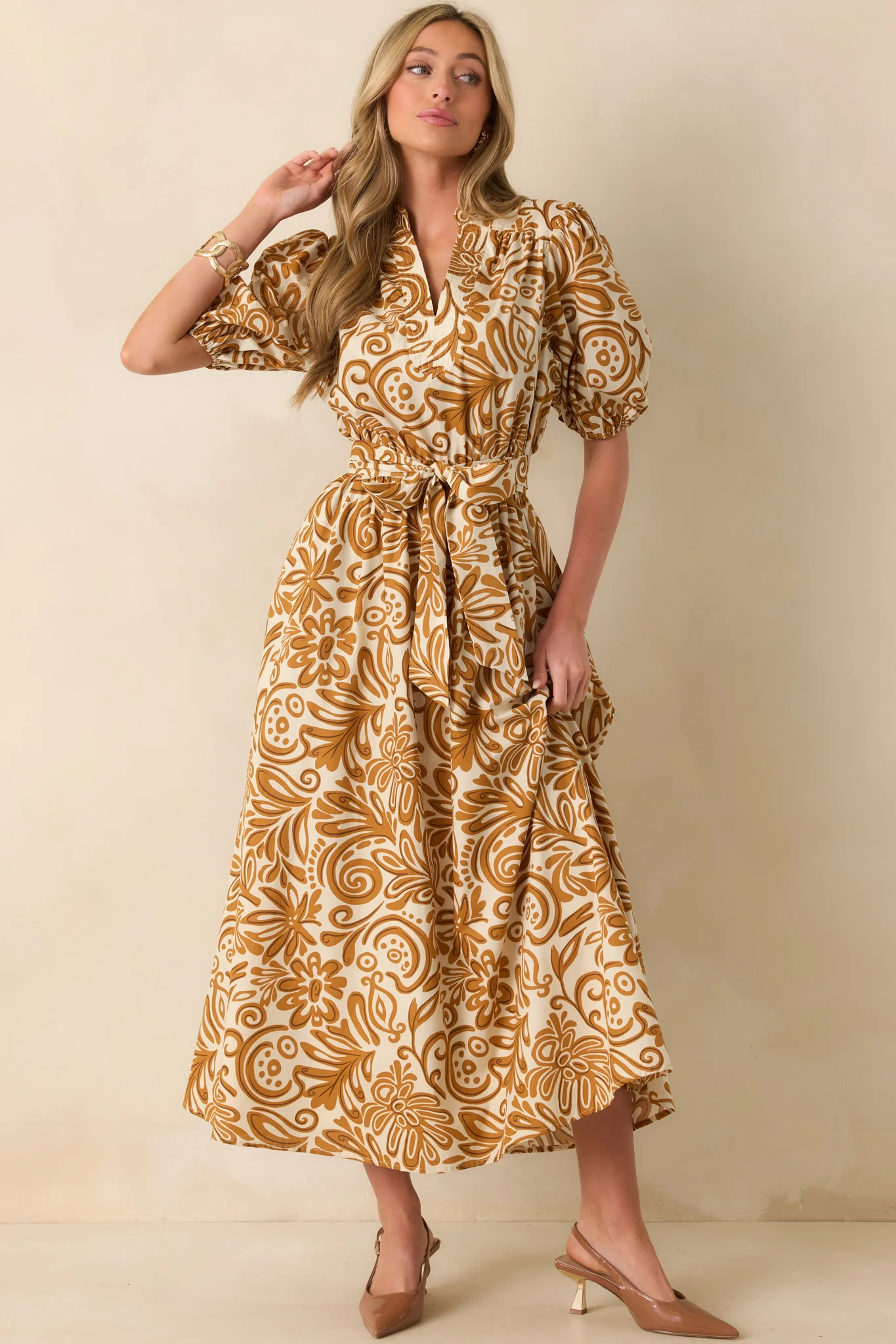 Only Getting Better Golden Yellow Multi Print Cotton Maxi Dress