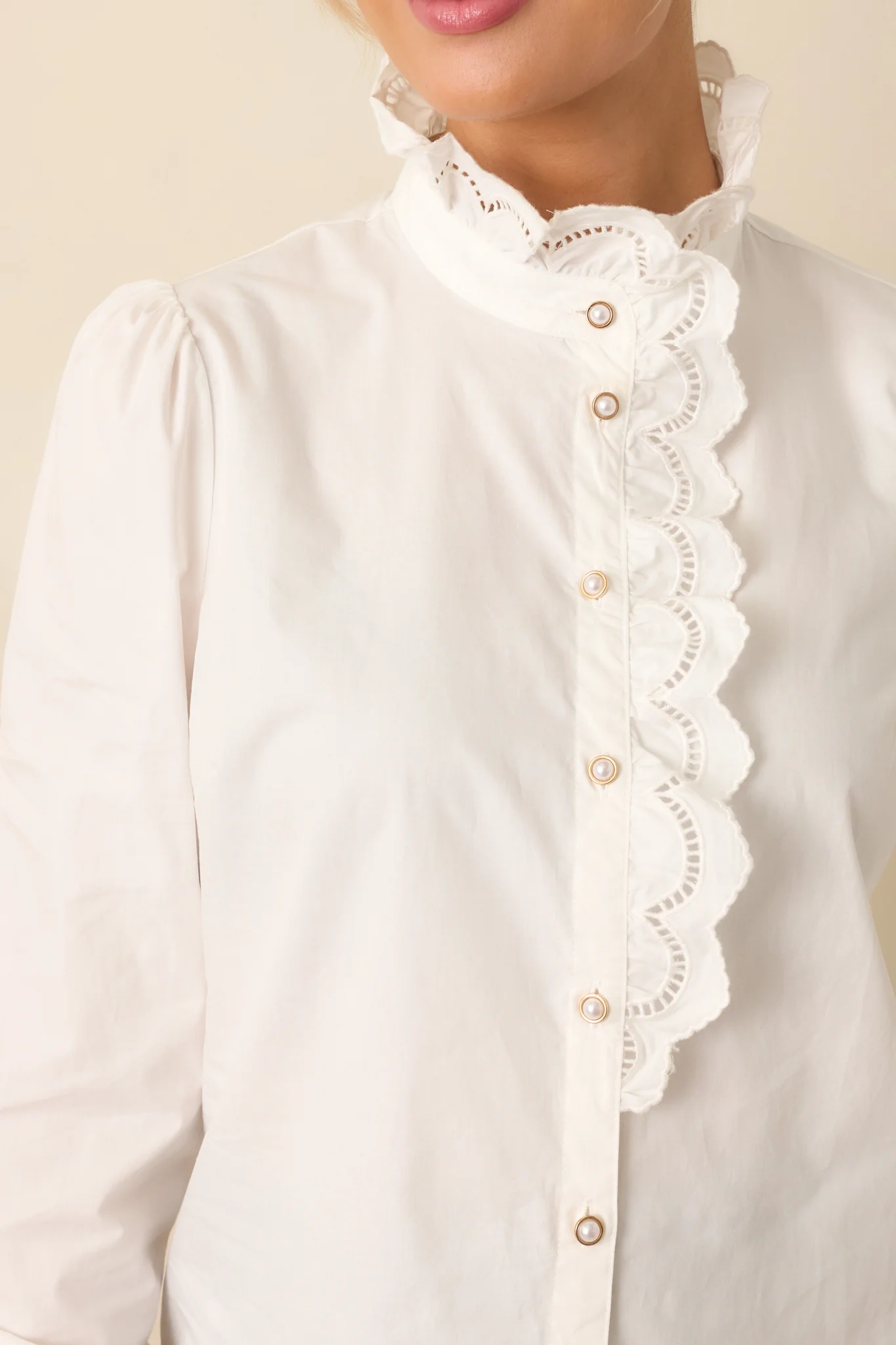 Prosperina Madison White Cotton Ruffle Top