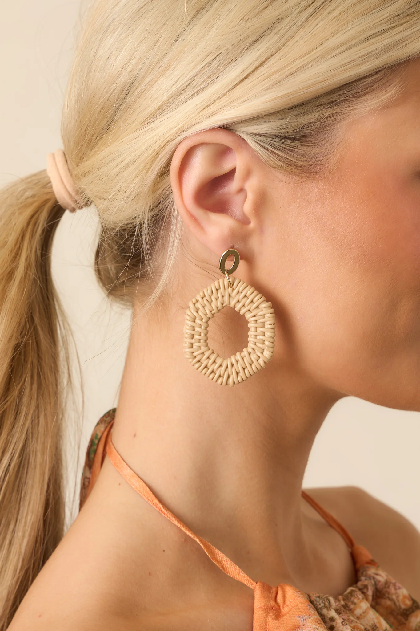 Nothing To Prove Beige Woven Statement Earrings