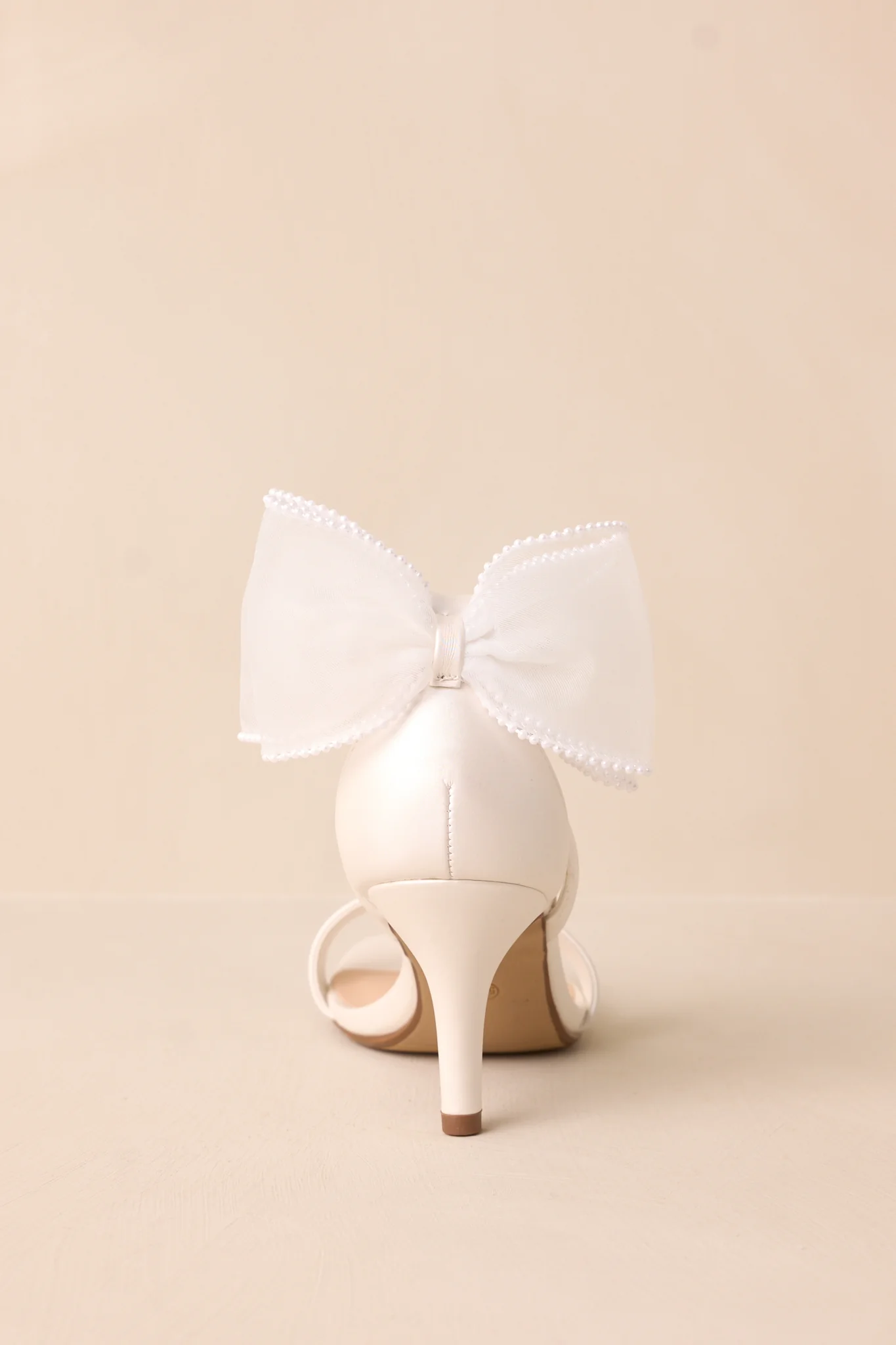 Follow Your Heart Ivory Satin Bow Back Kitten Heels