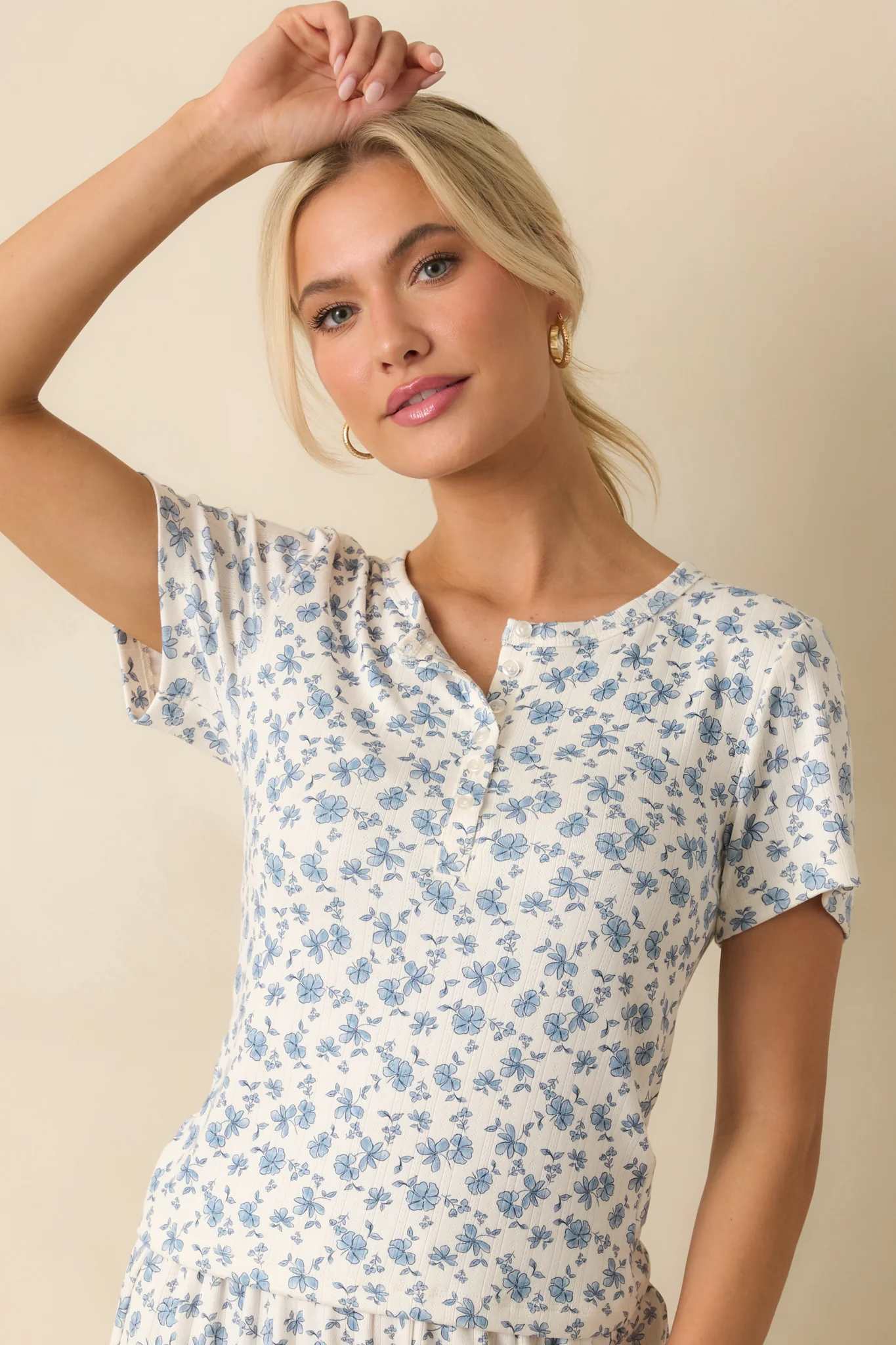 Z Supply Blue Faye Ditsy Floral Top