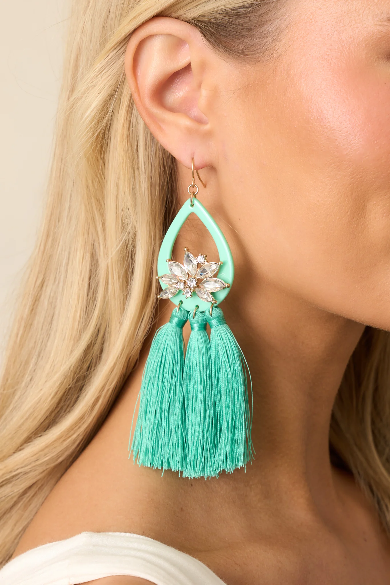 Dreamy Desires Turquoise Tassel Earrings