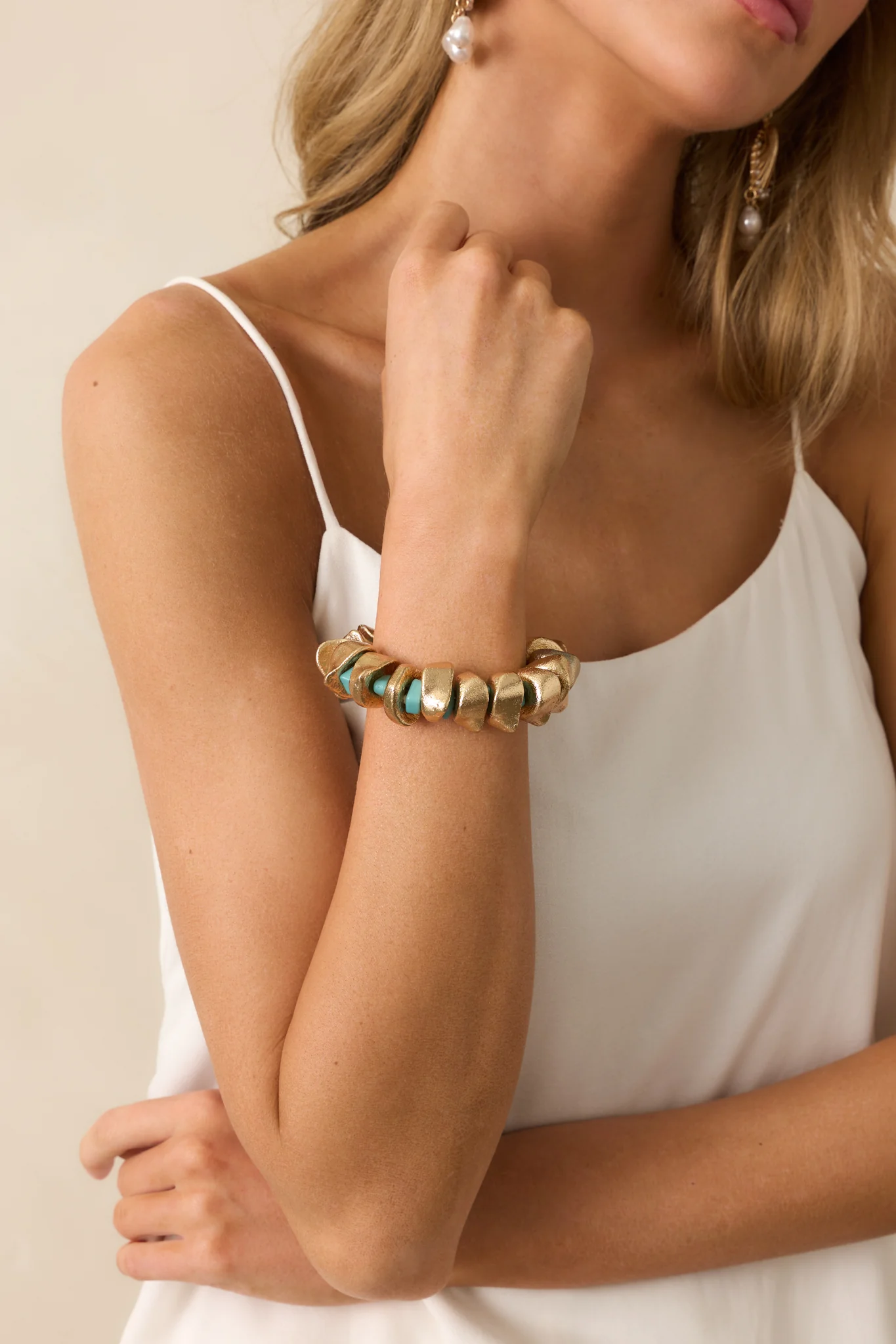 Summer Muse Gold Turquoise Beaded Bracelet