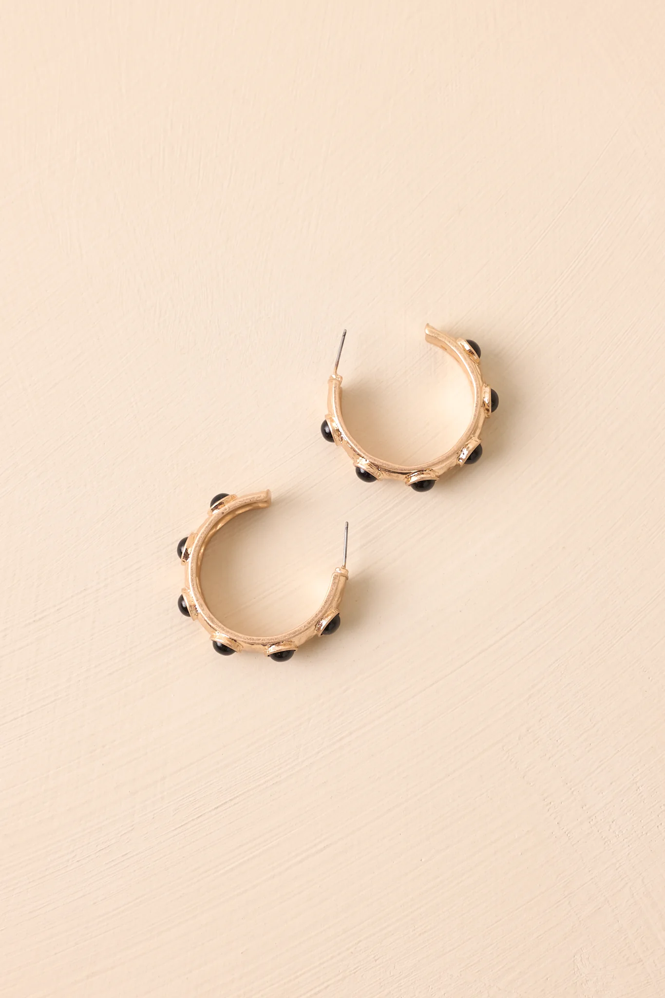 Keep It Unexpected Black & Gold Textured Hoop Earrings