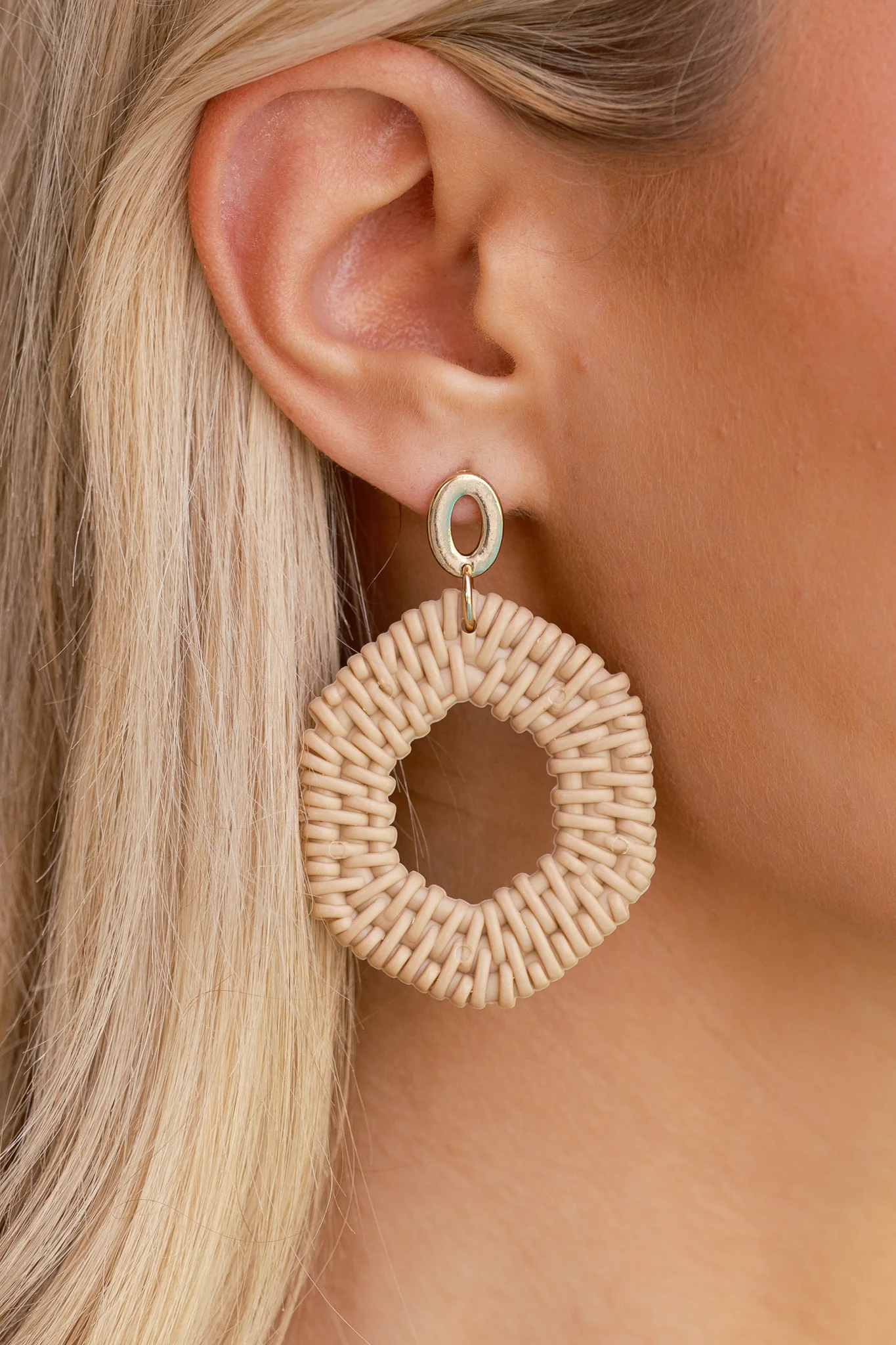 Nothing To Prove Beige Woven Statement Earrings