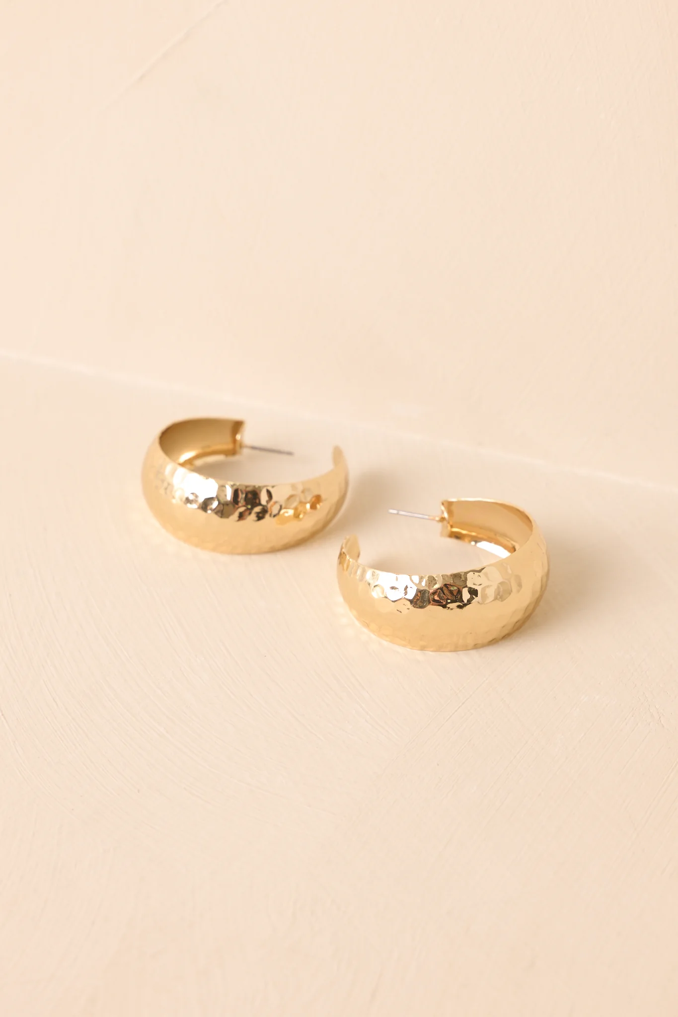 It's A Different Time Hammered Gold Dome Hoop Earrings