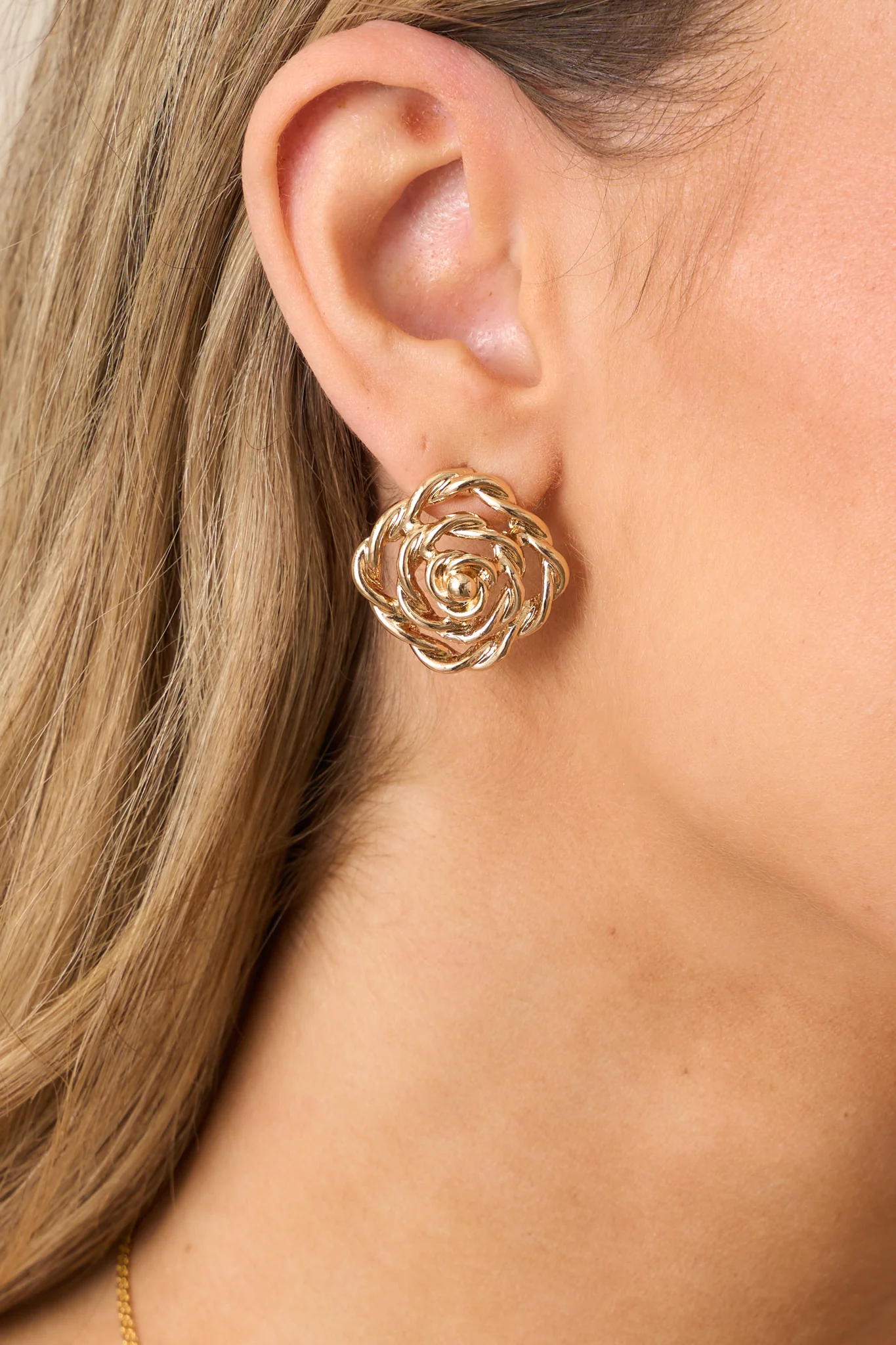 Ballroom Dancing Gold Spiral Earrings