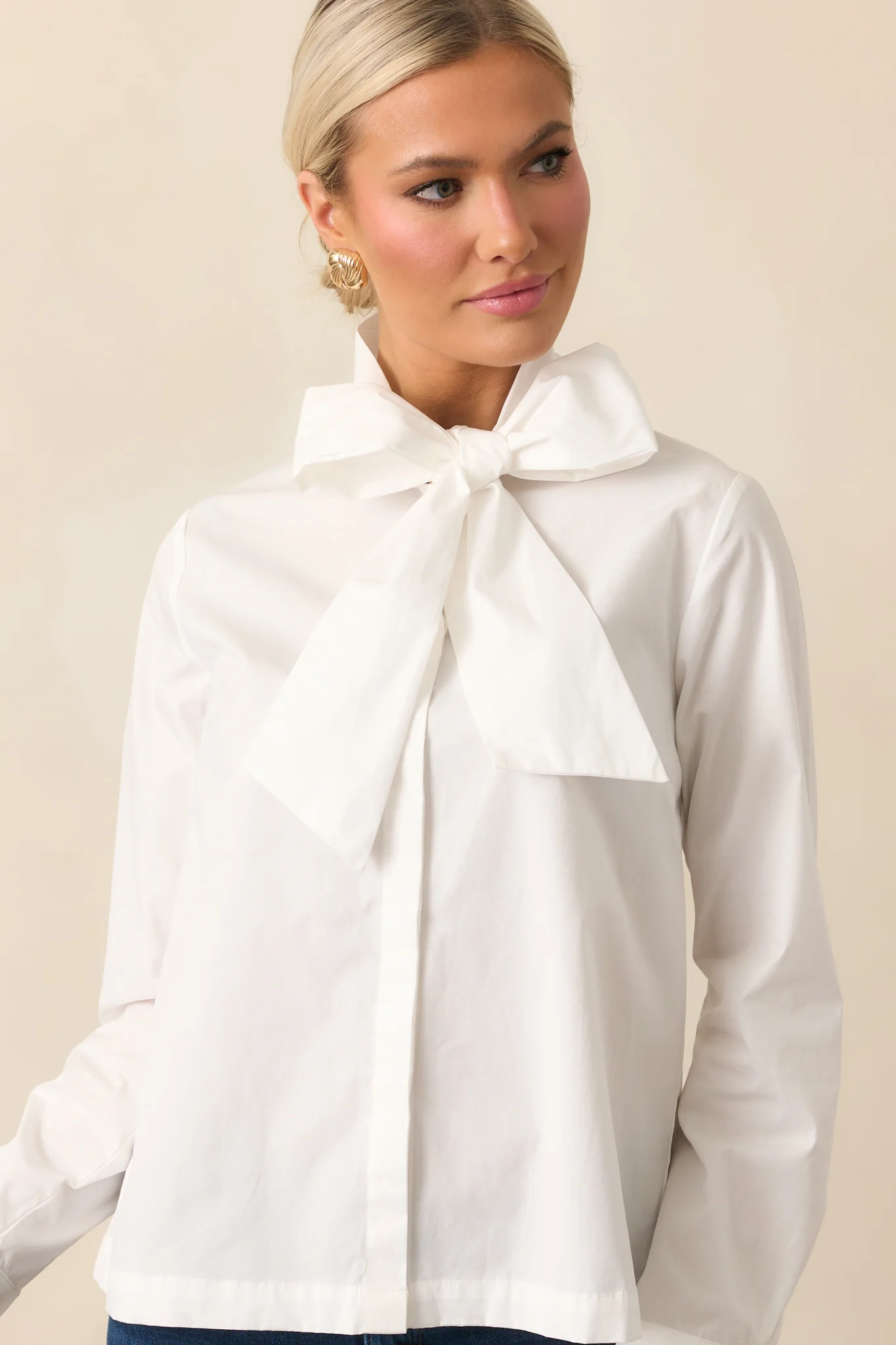 Prosperina Wilshire White Cotton Bow Top