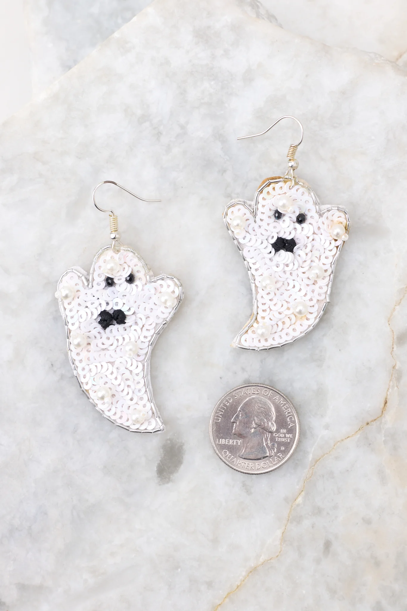 Trick Or Treat White Ghost Beaded Earrings