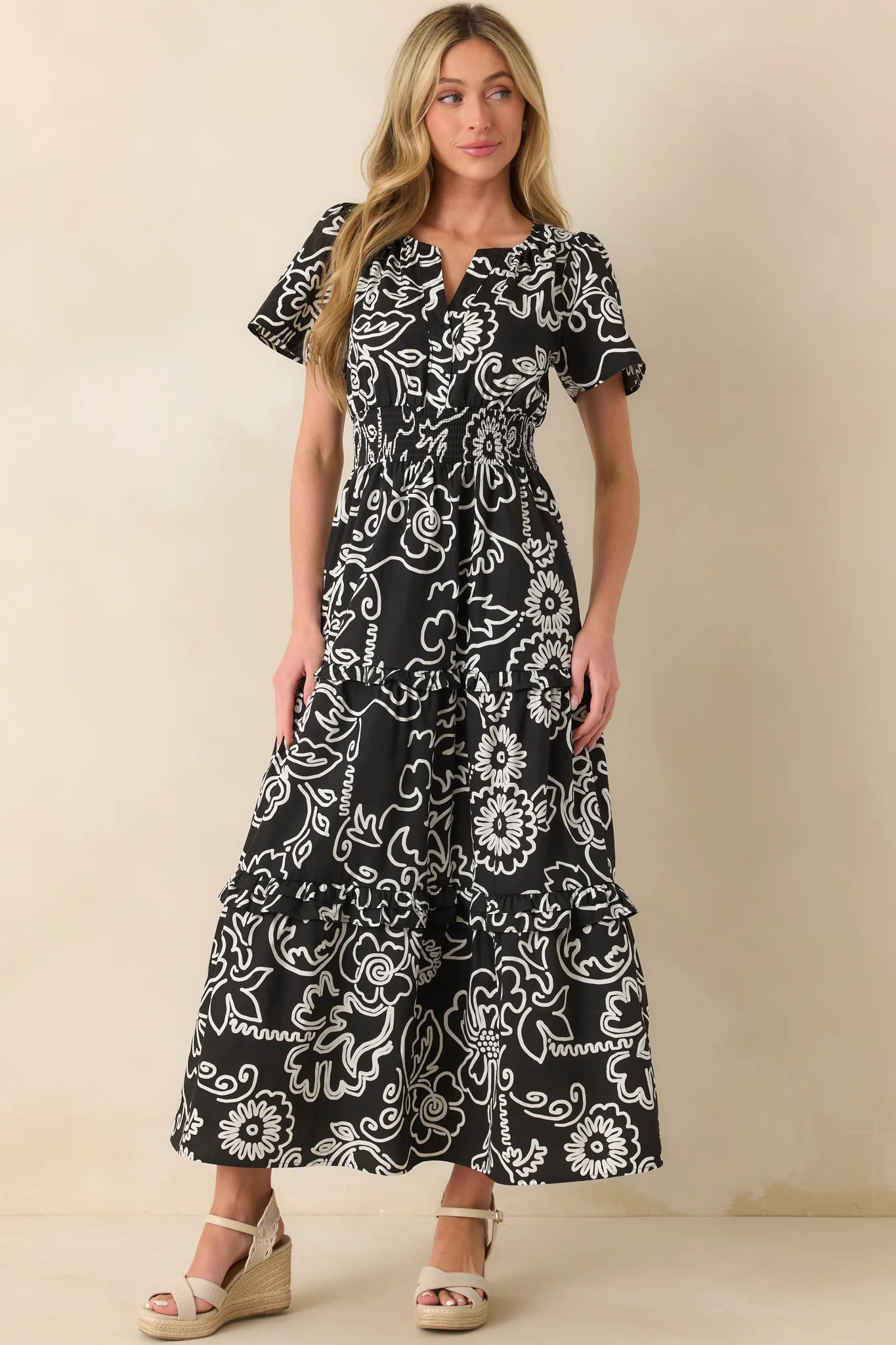 Isn't She Something Black Floral Print Cotton Maxi Dress