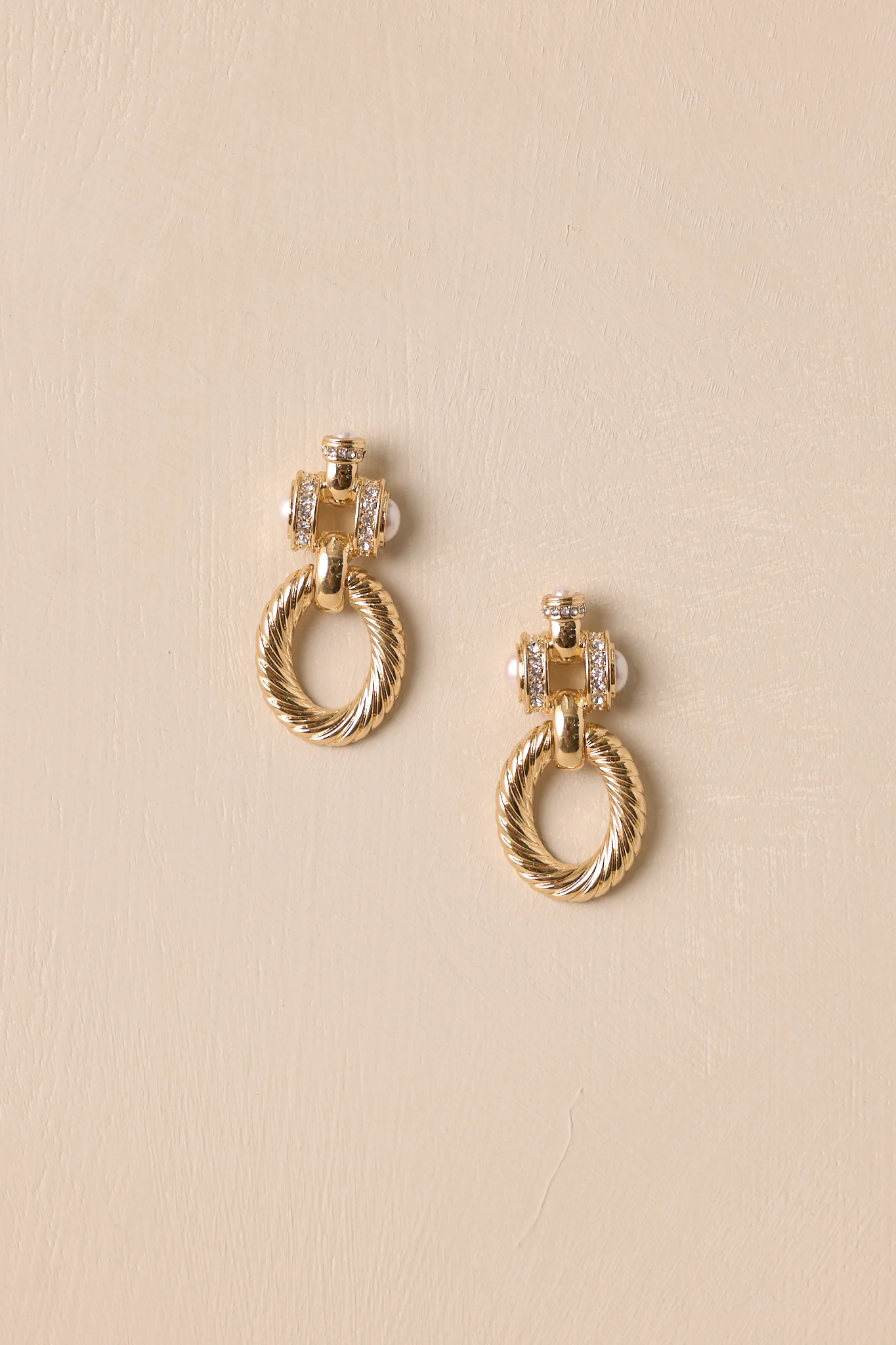 Timeless Flicker Gold Textured Rhinestone Drop Earrings