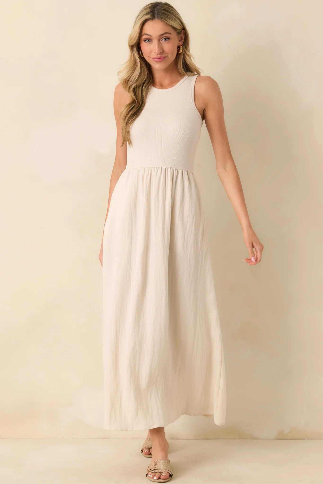 Z Supply Beige Charlotte Rib Midi Dress