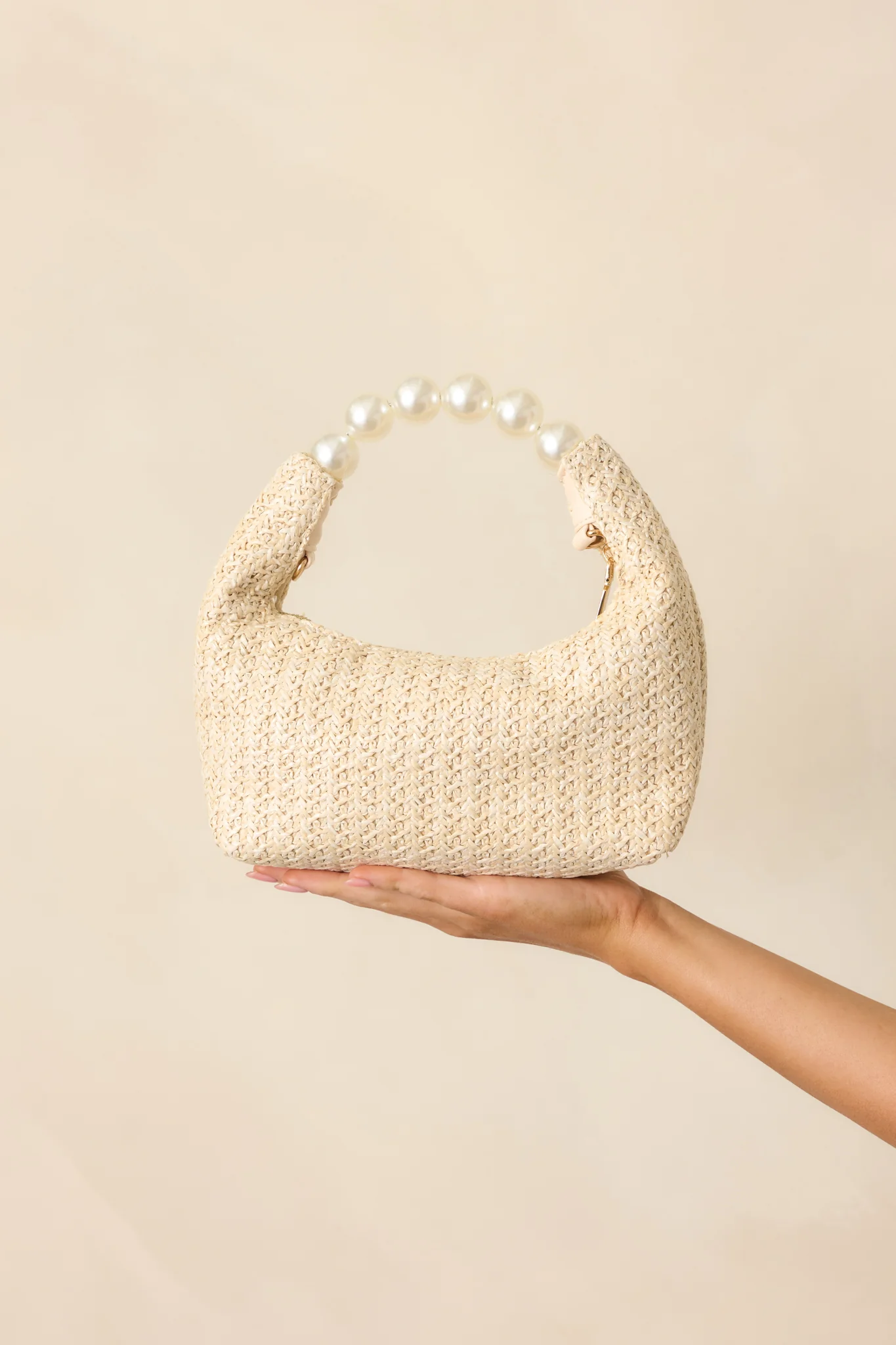 Beachside Stroll Natural Ivory & Pearl Rattan Handbag