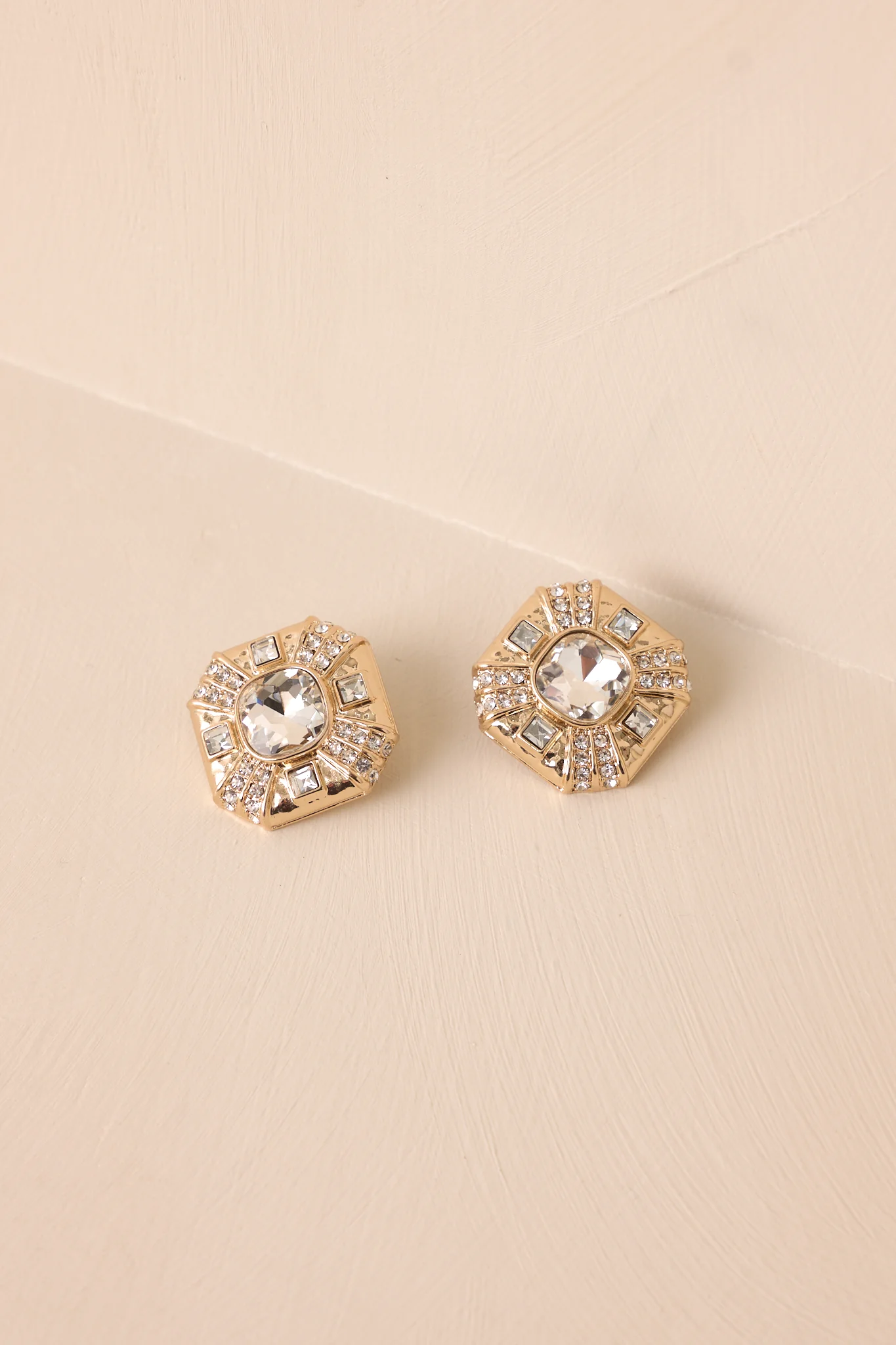 Worth The Wait Gold Rhinestone Earrings