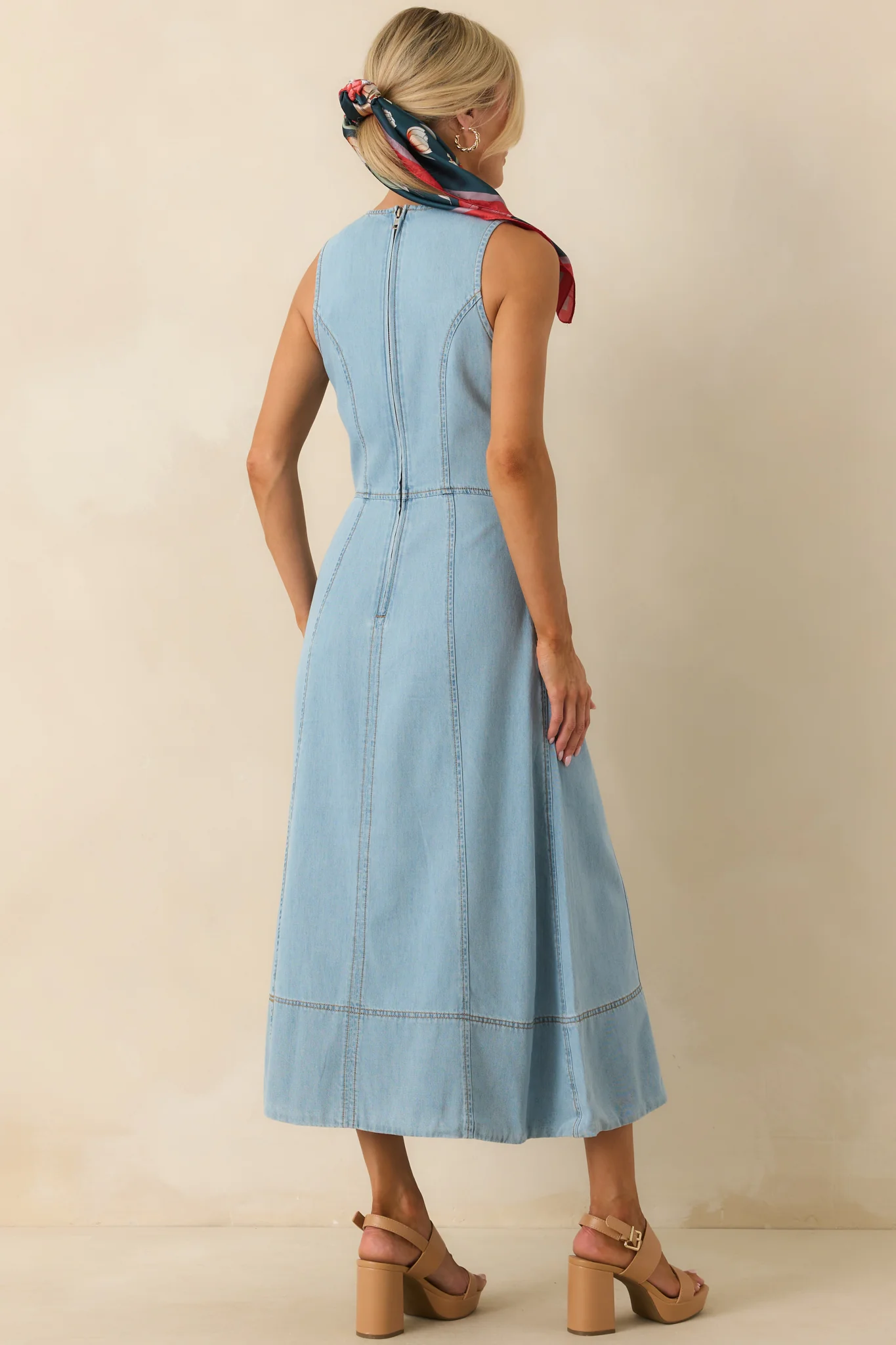 Staple The Label Light Wash Amelia Chambray Midi Dress