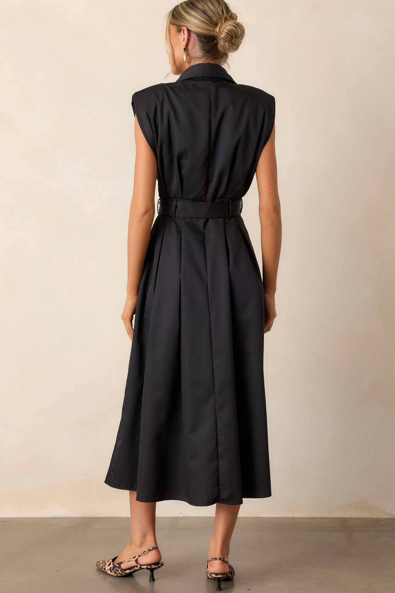 Black Belted Midi Dress