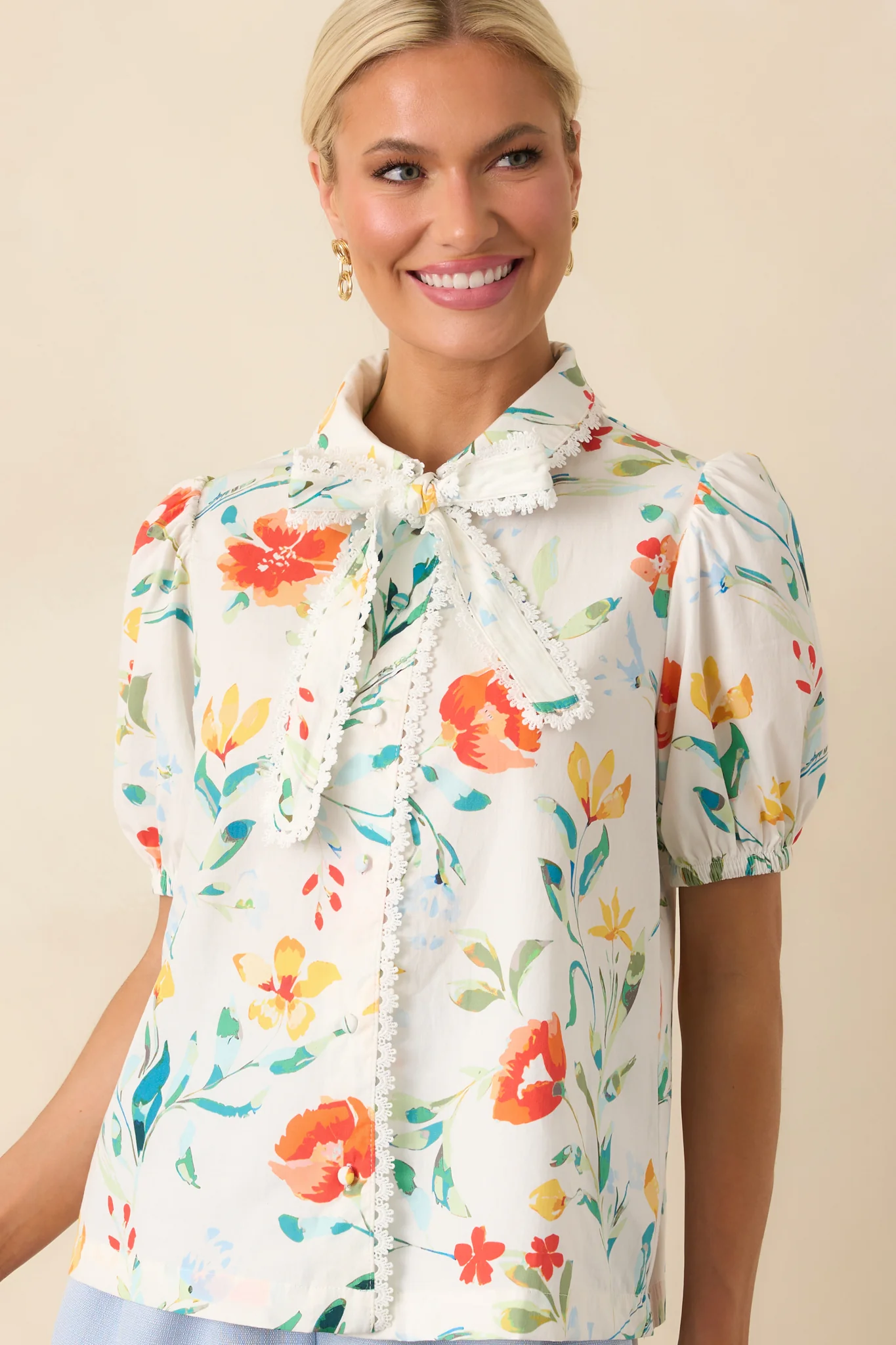 Prosperina Willow Multi Floral Print Cotton Top